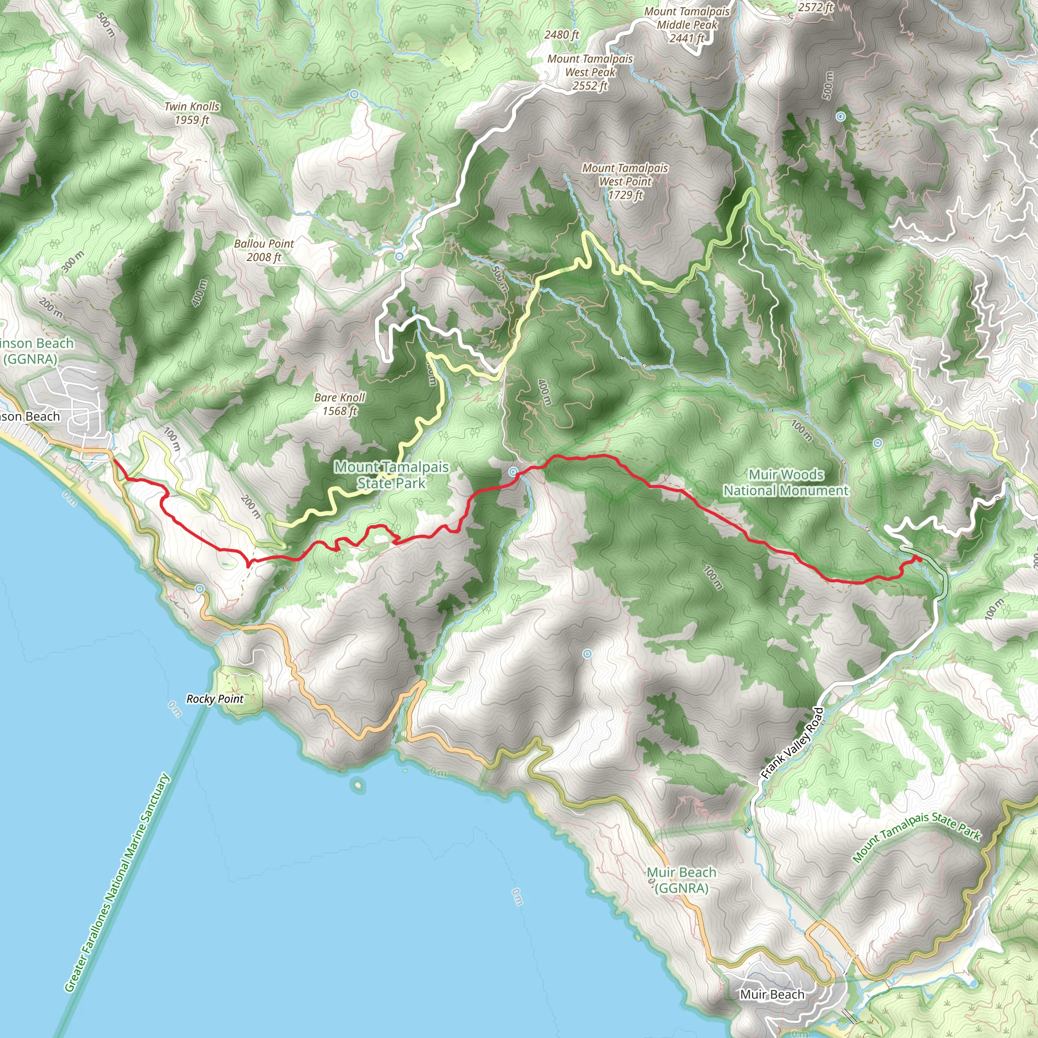 Cardiac Hill and Dipsea Trail mobile static map