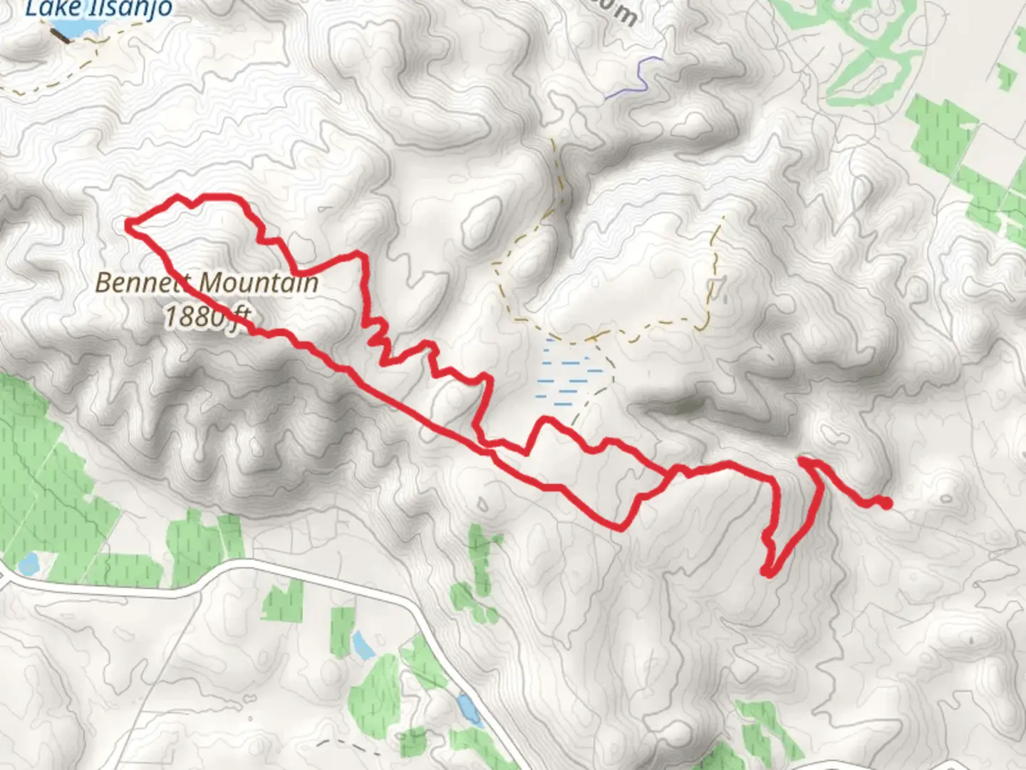 An image depicting the trail Bennett Mountain via Schultz Trail and Ridge Trail and its surrounding area.