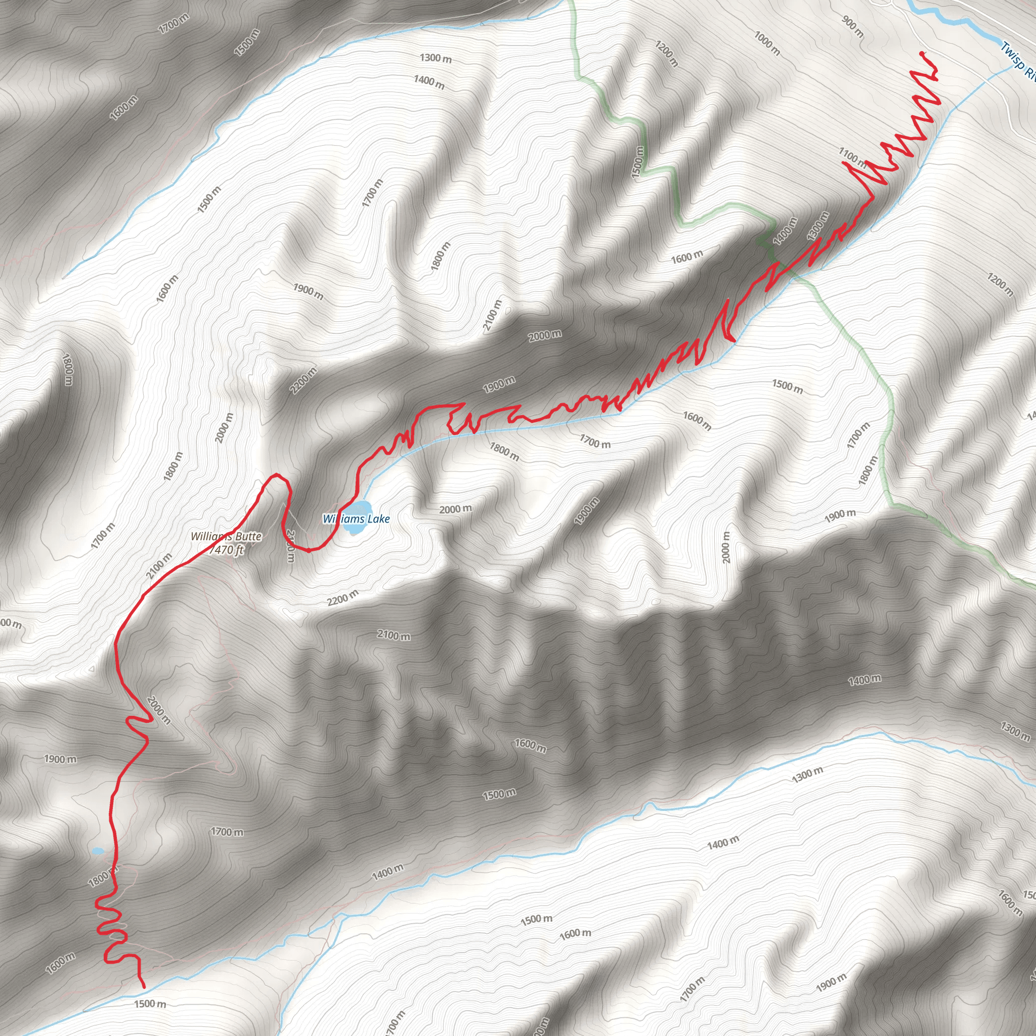 Toni Basin via Williams Creek Trail mobile static map