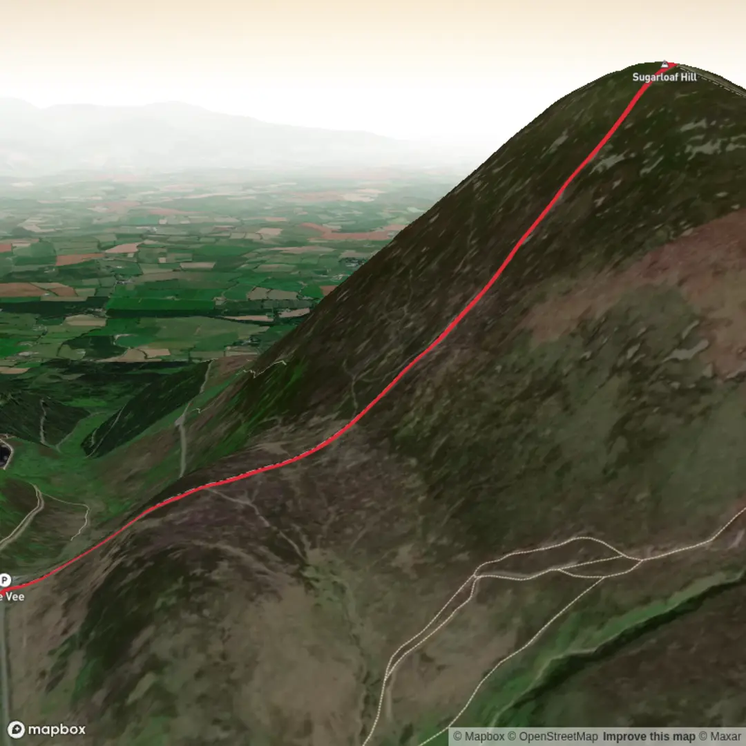 An image depicting the trail Bay Lough Carpark - Sugarloaf and its surrounding area.