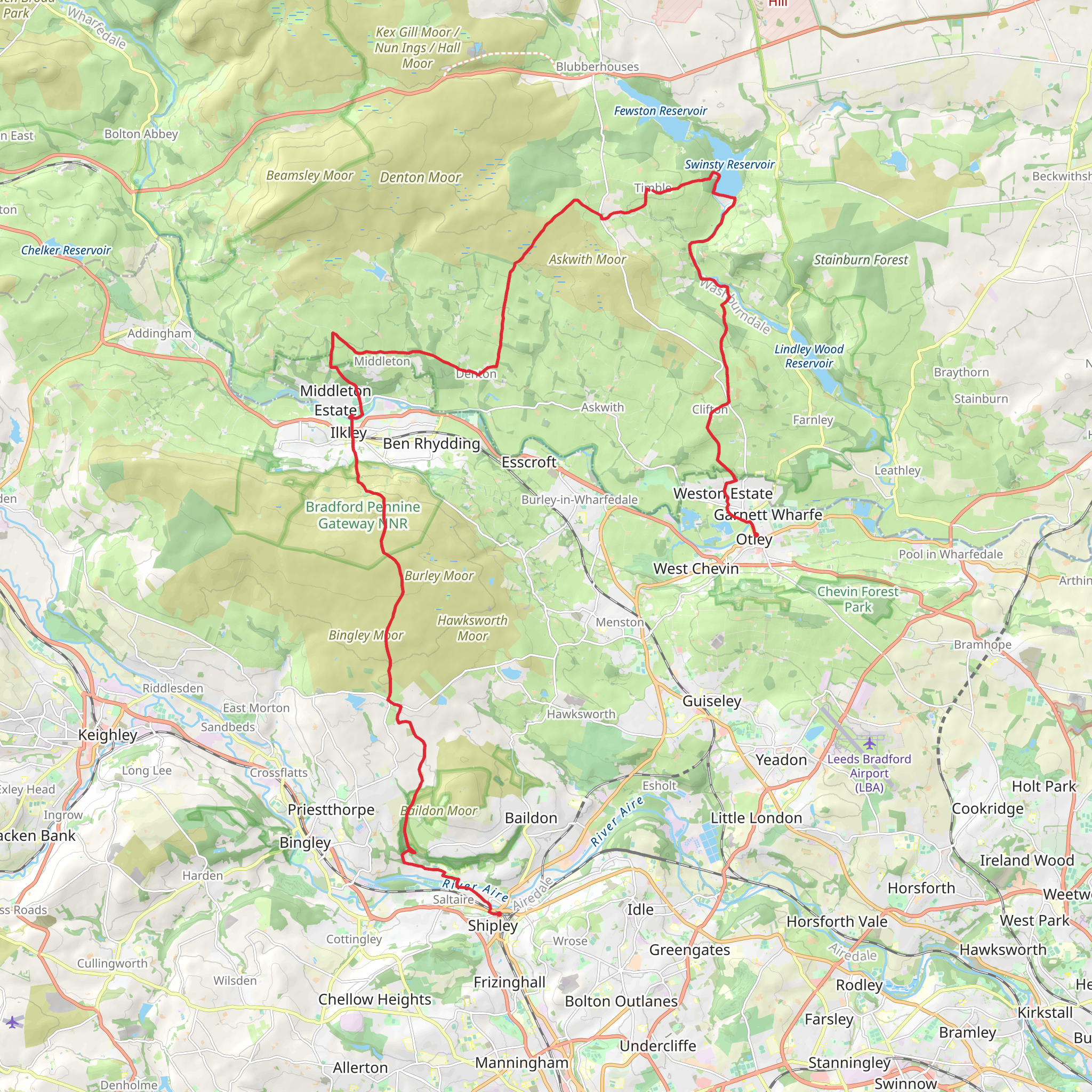 Three Rivers Walk in North Yorkshire mobile static map