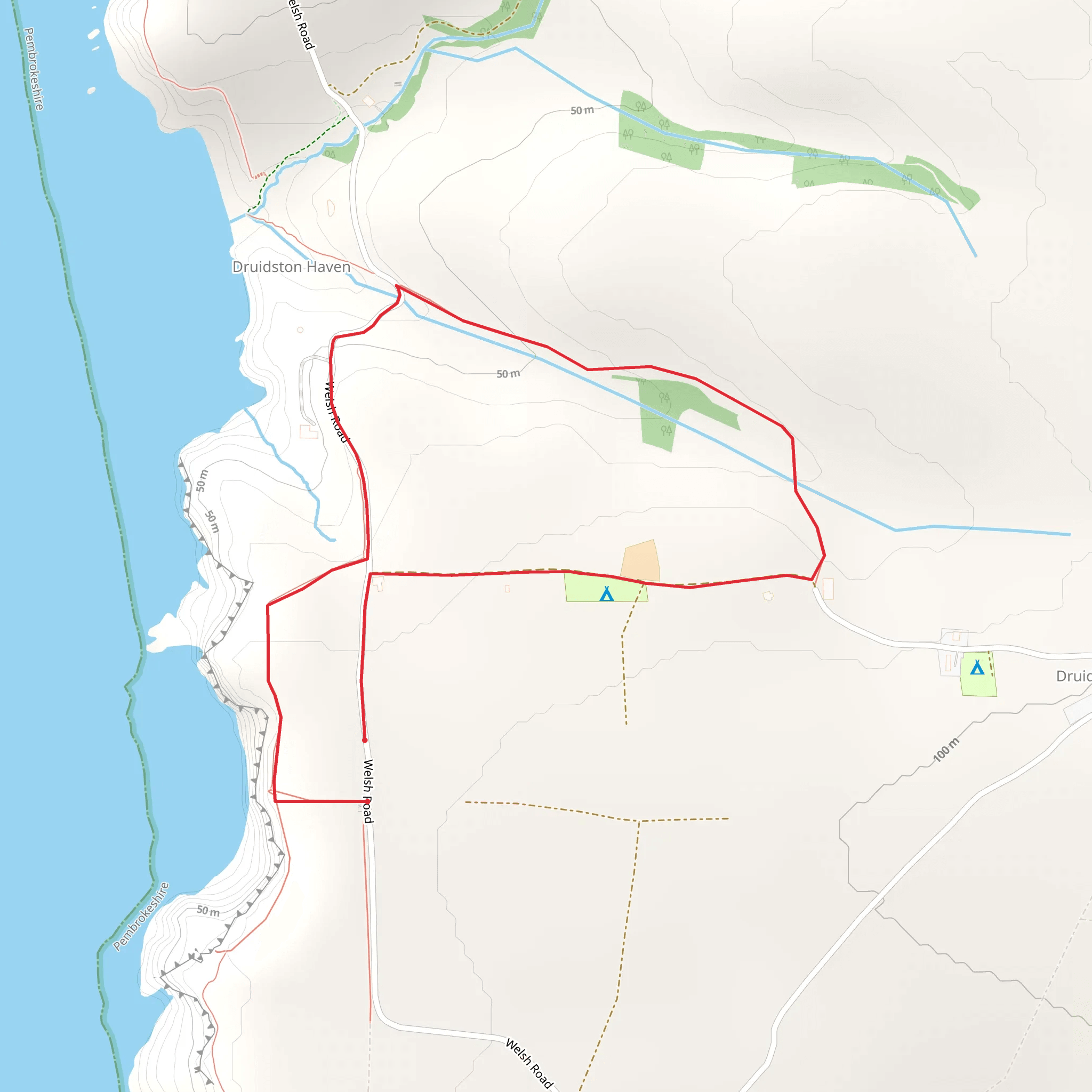 Druidston Walk mobile static map