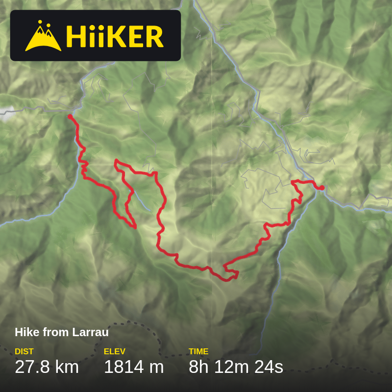 A map preview of the recording Hike from Larrau.