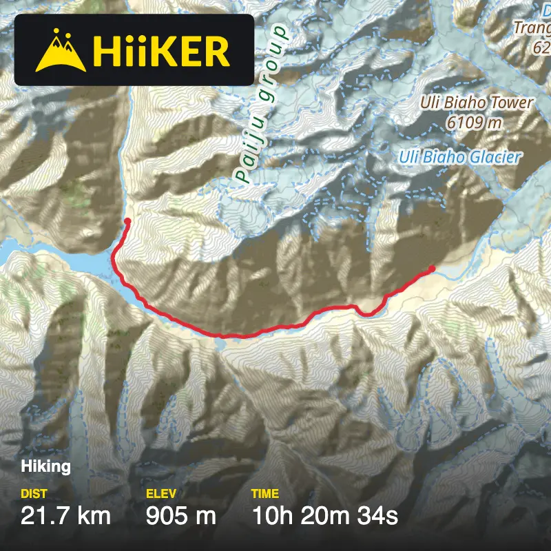A map preview of the recording Hiking.