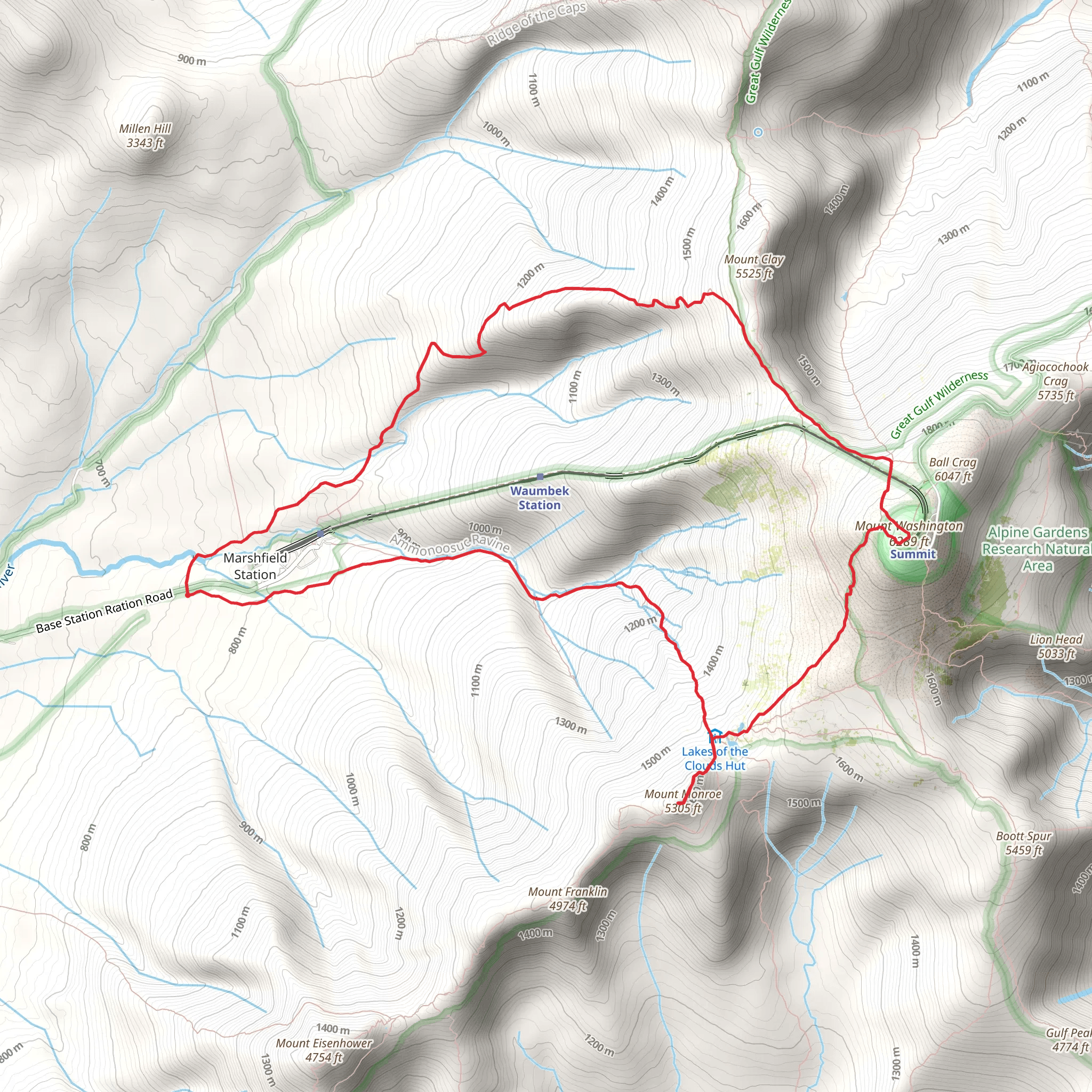Mount Monroe - Summit Loop Trail mobile static map