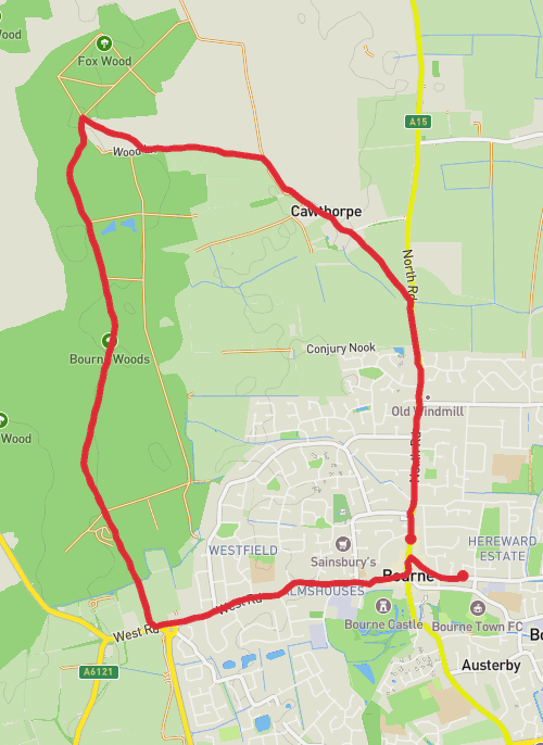 Hike on Hike from Lincolnshire long bourne woods mobile static map