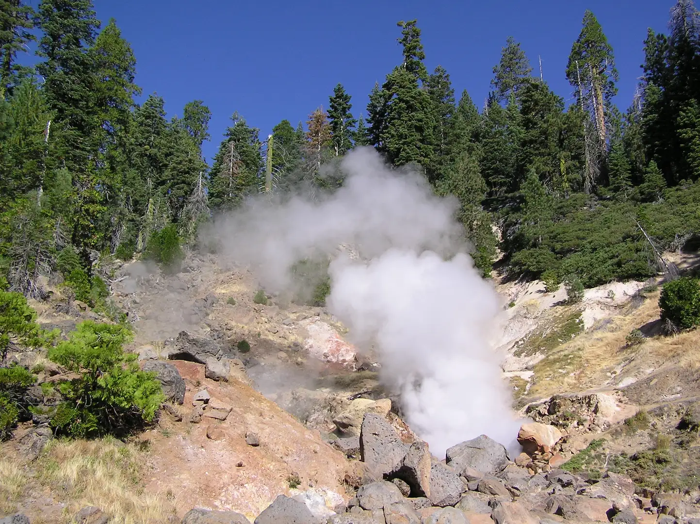 An image depicting the trail Hot Springs Creek and Dream Lake and its surrounding area.