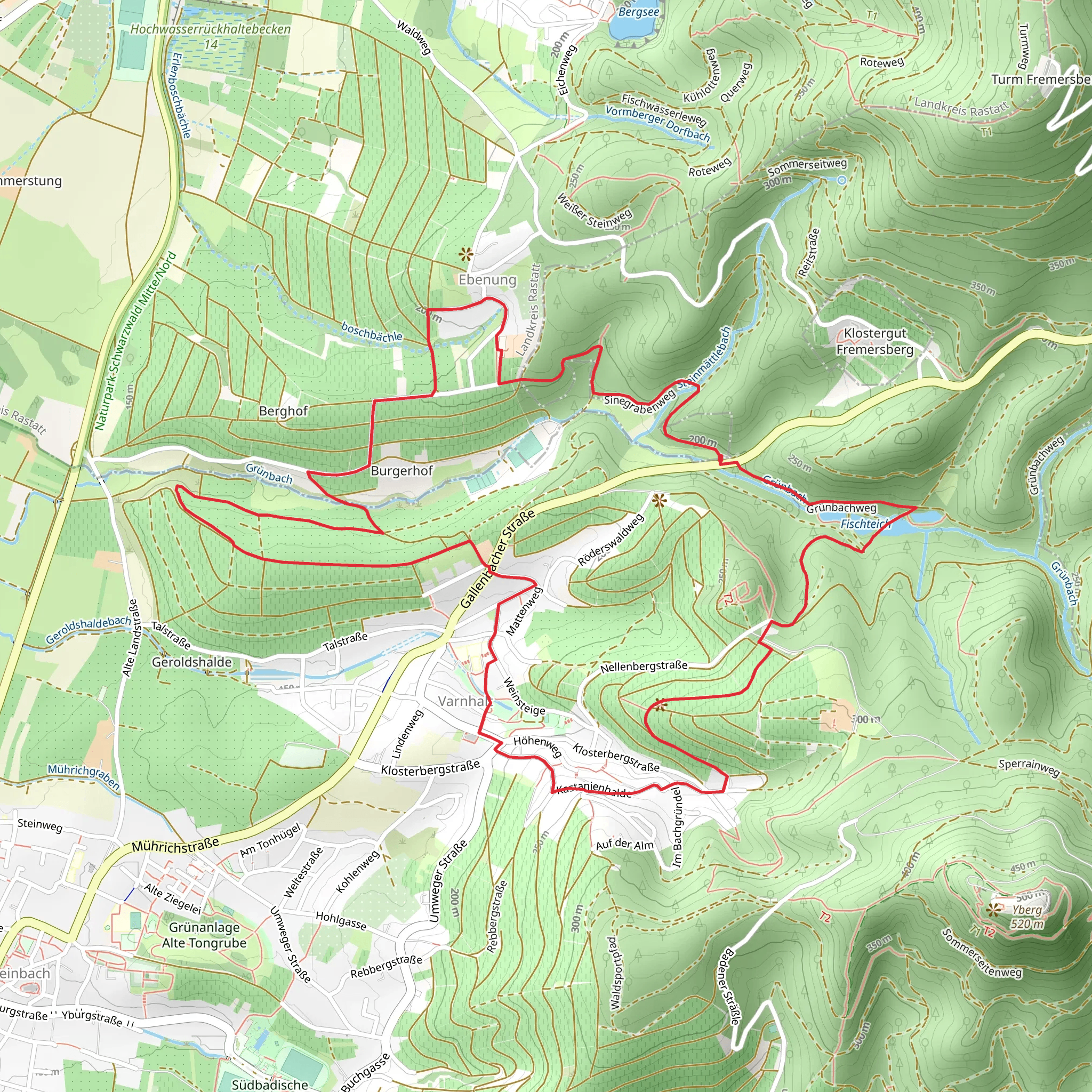 Fischteich via Oberer Sinegraben and Ebenung Gallenbach mobile static map