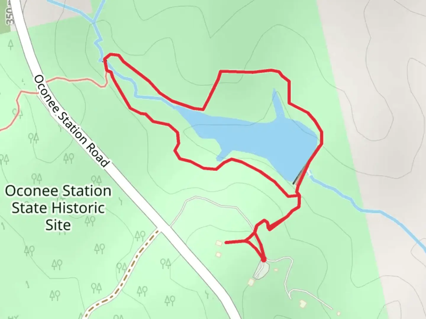 An image depicting the trail Oconee Station State Historic Site Loop and its surrounding area.