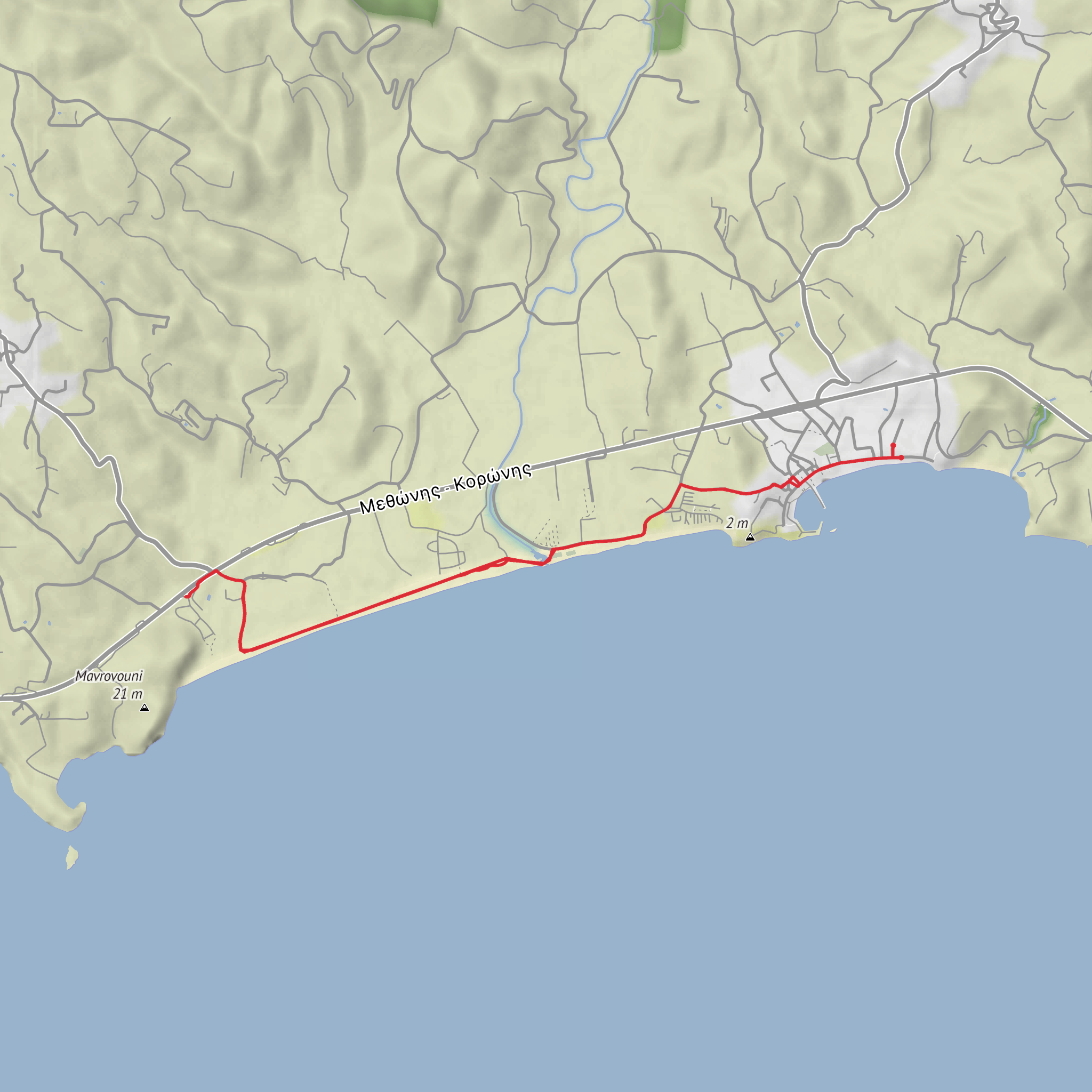 Hike along the Beach Volley and Mavrovouni mobile static map