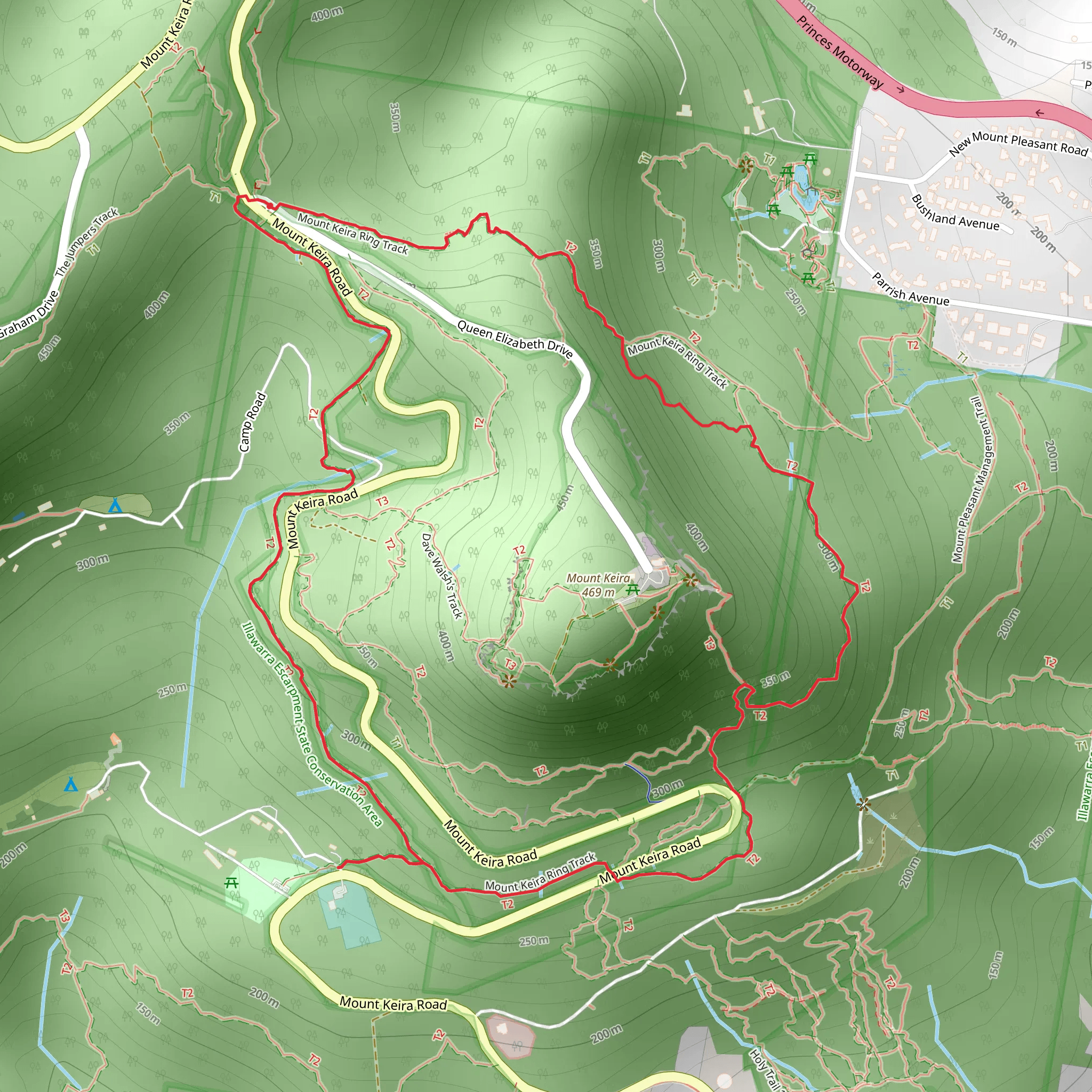 Mount Keira Ring Track mobile static map