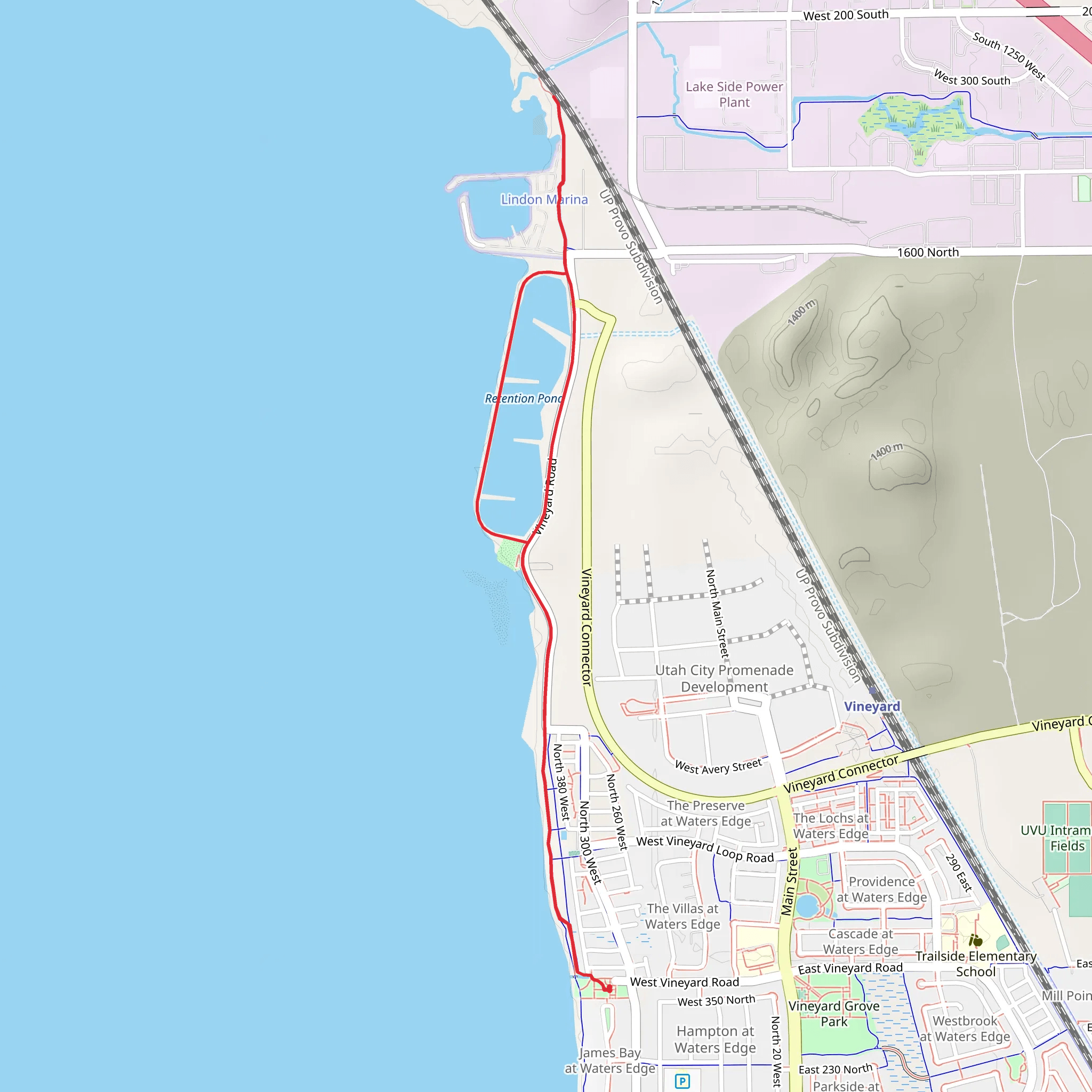 Vineyard Beach and Utah Lake Shoreline Trail mobile static map
