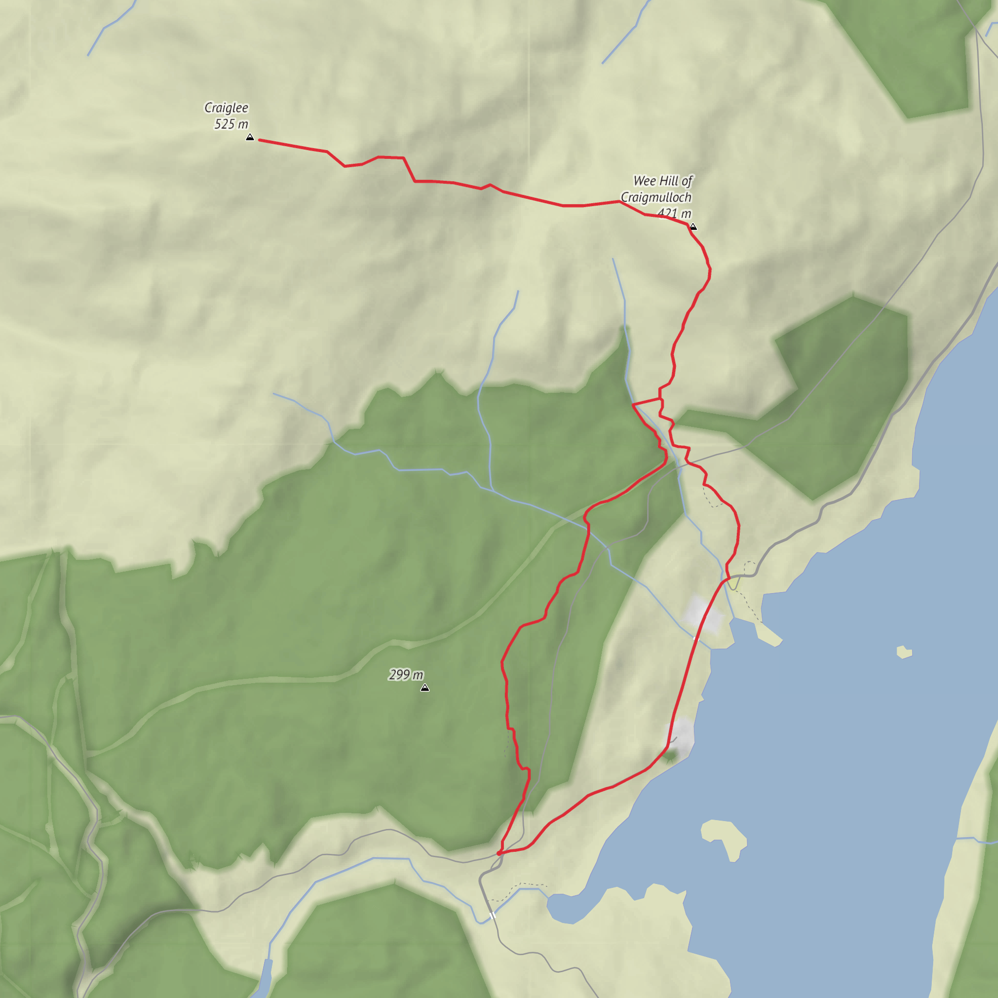 Wee Hill of Craigmulloch, Craiglee and Loch Doon Castle Loop mobile static map