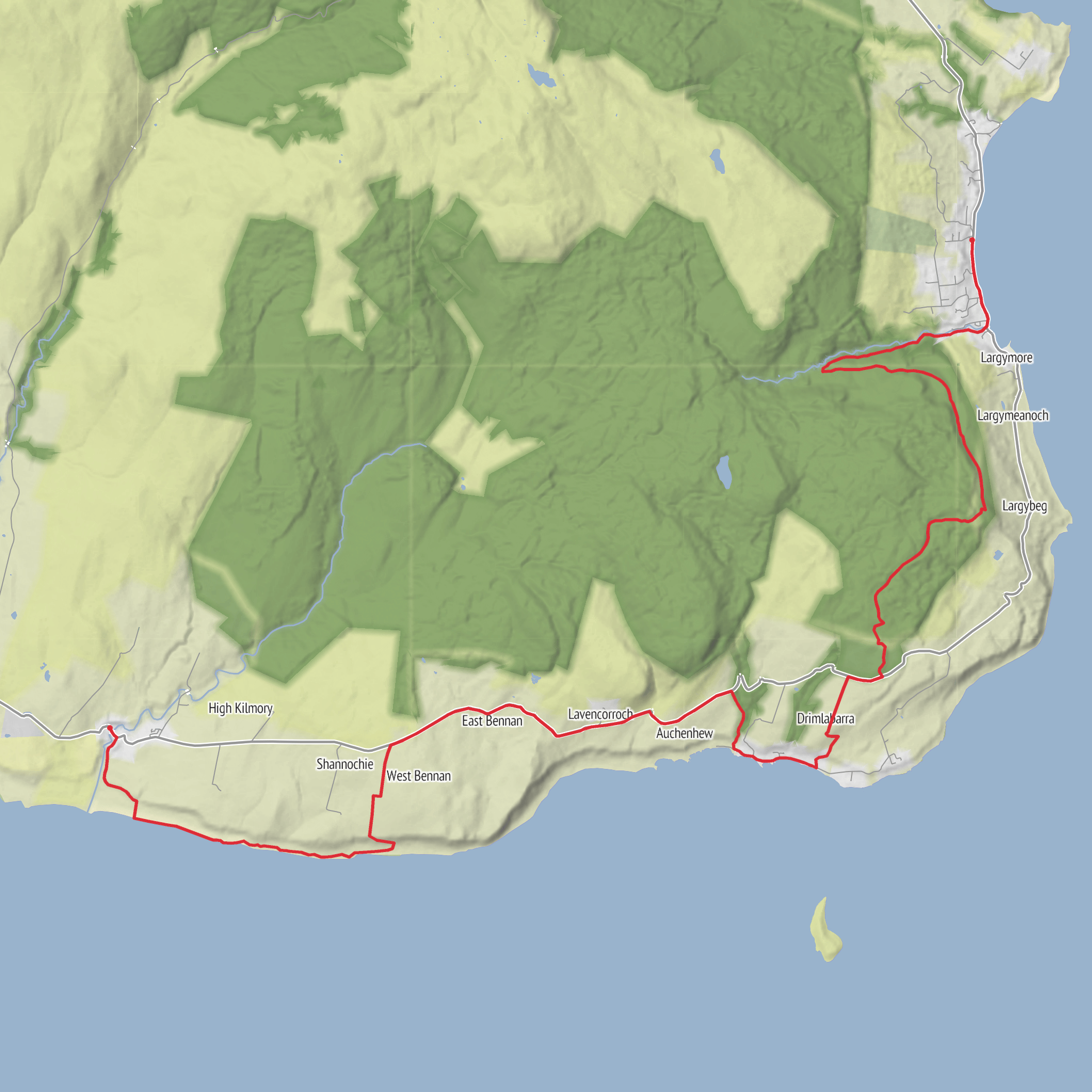Lagg to Whiting Bay via Auchenhew and Glenashdale Falls mobile static map
