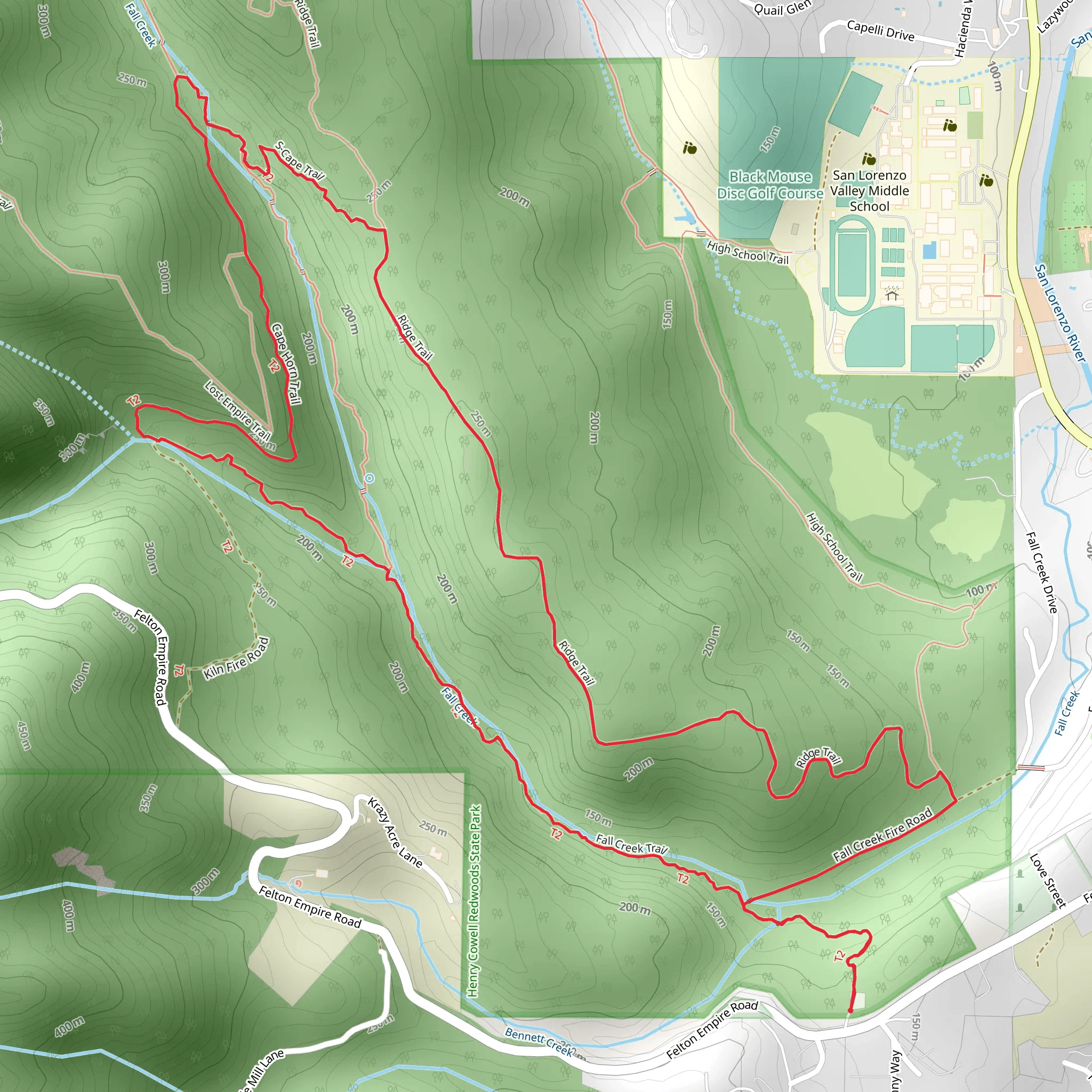 Fall Creek - Cape Horn - Ridge Loop Trail mobile static map
