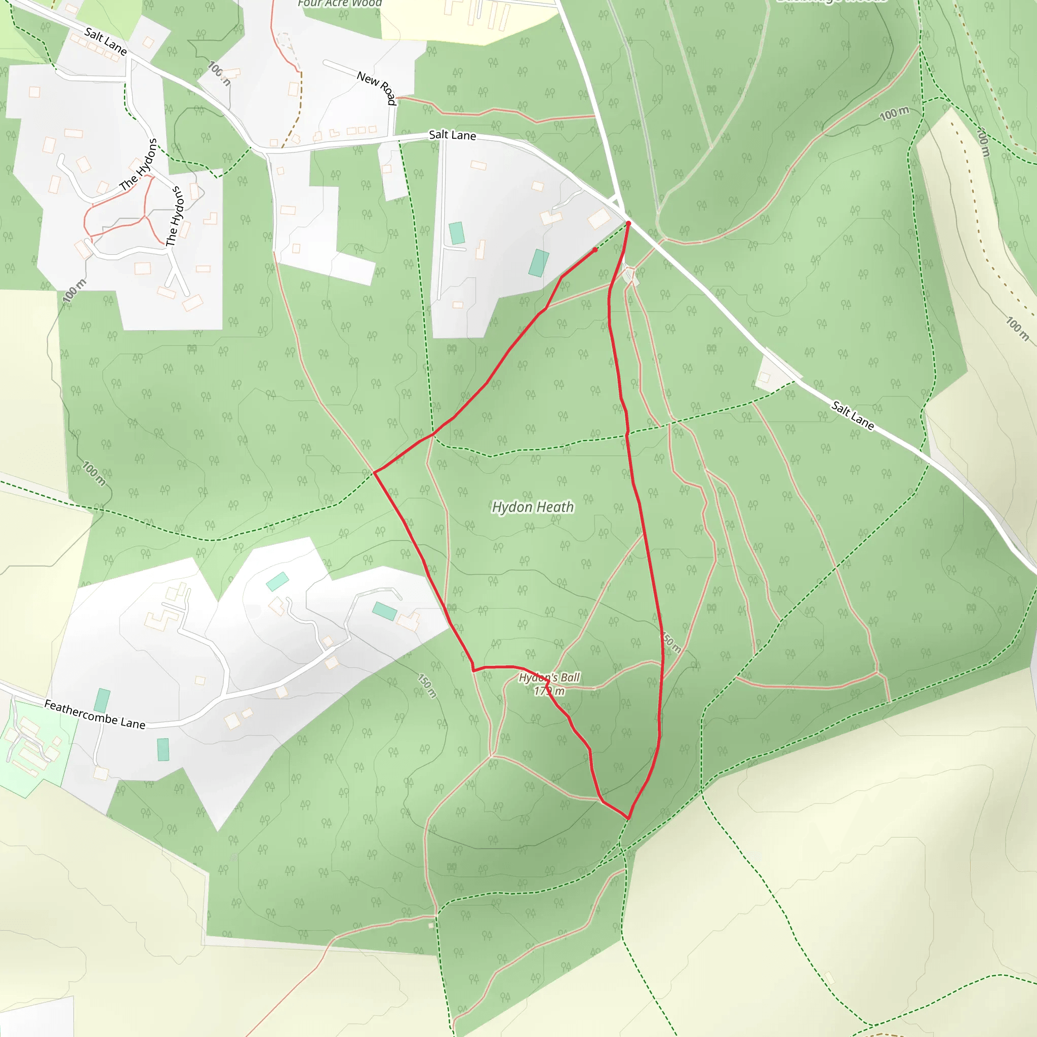Hydon's Ball and Hydon Heath Loop mobile static map