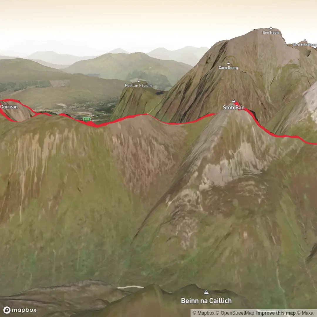 An image depicting the trail Stob Ban and its surrounding area.