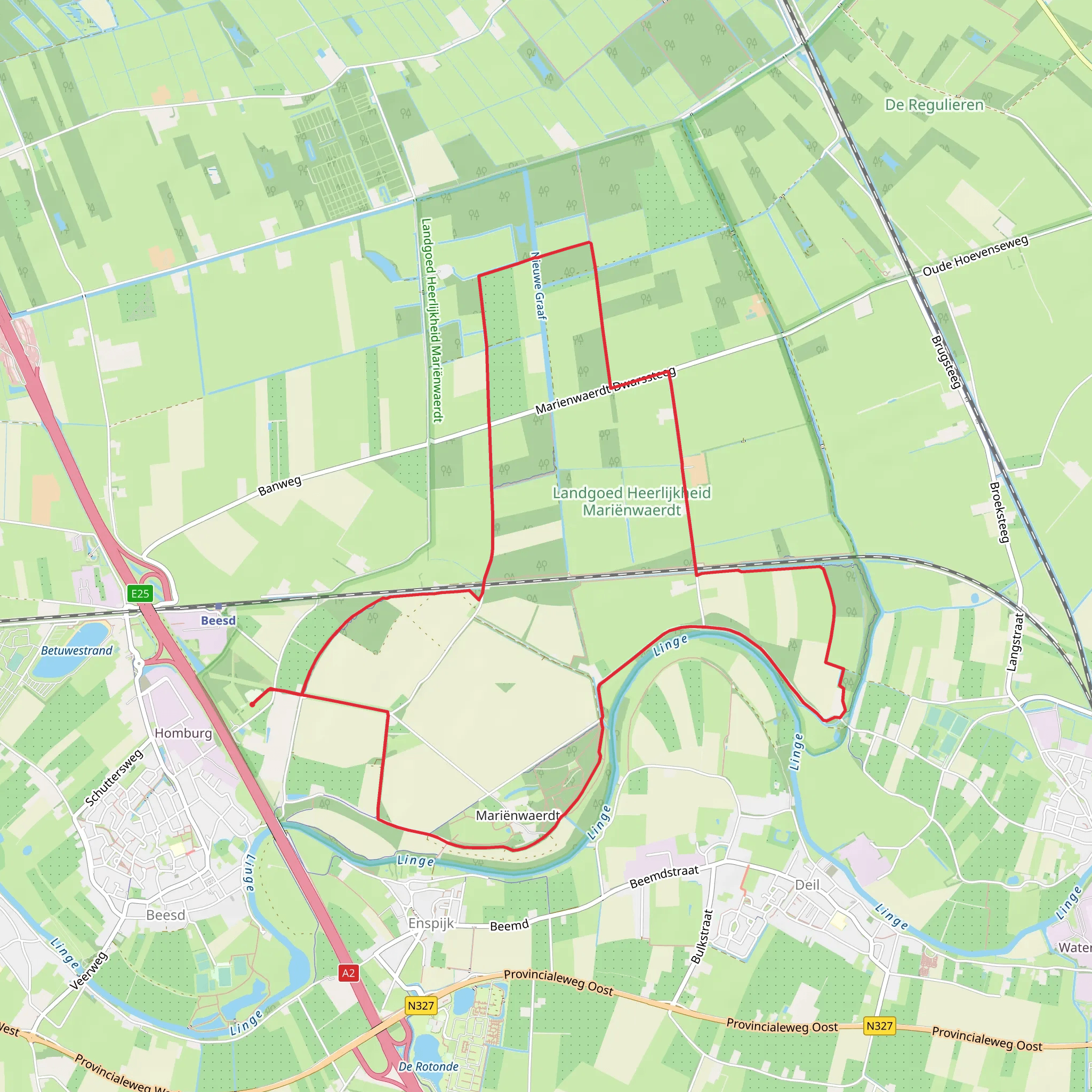 Leidschehoevenpad and Betuwepad Loop mobile static map