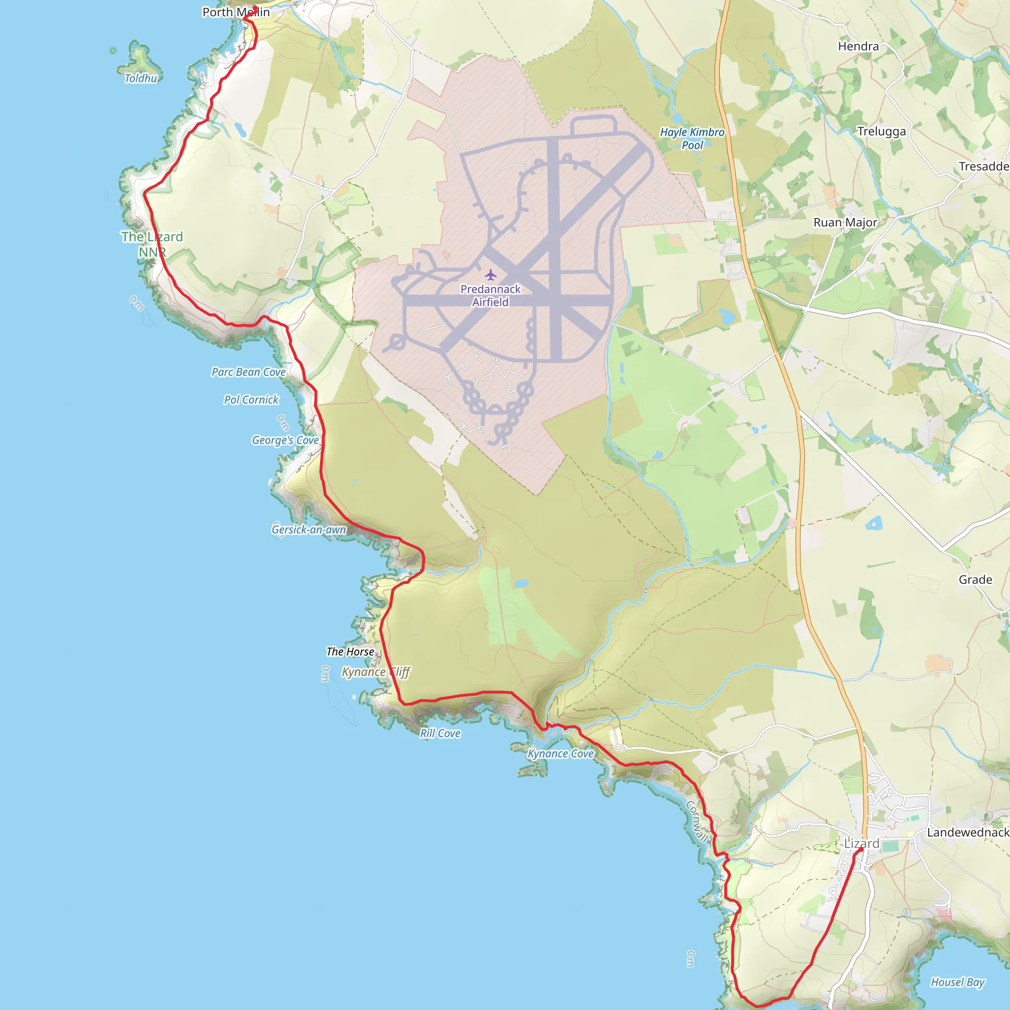 Mullion Cove to Lizard Point and Village mobile static map