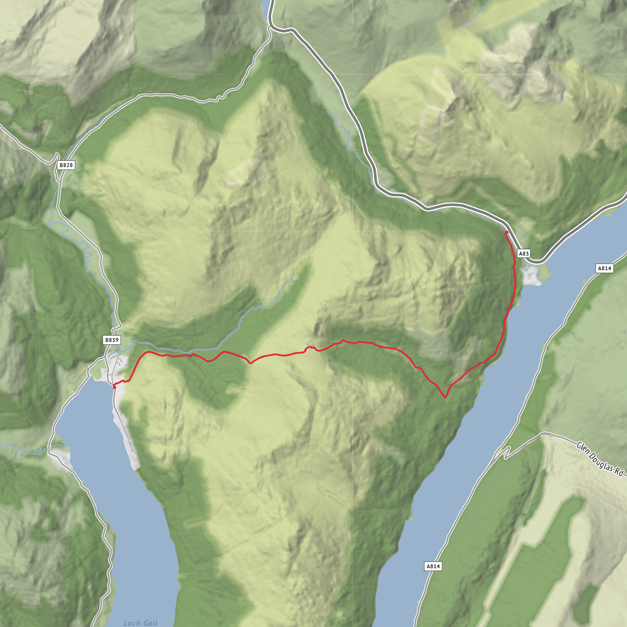 Lochgoilhead to Ardgarten mobile static map