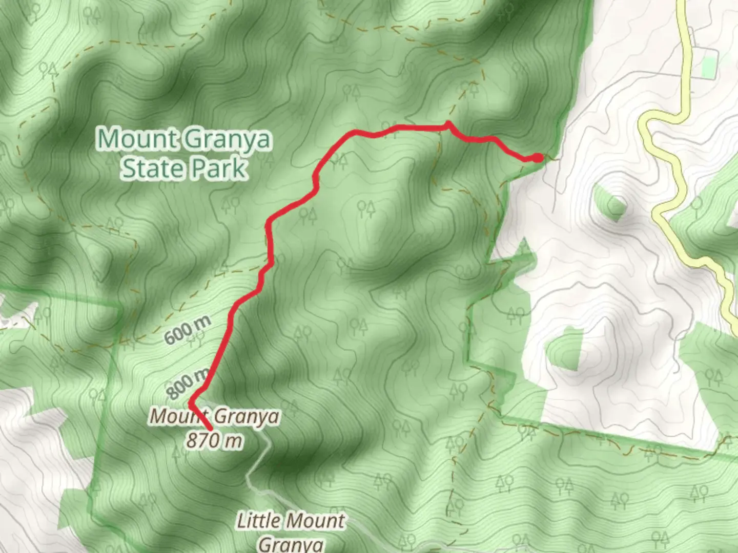 An image depicting the trail Mount Granya Walking Track and its surrounding area.