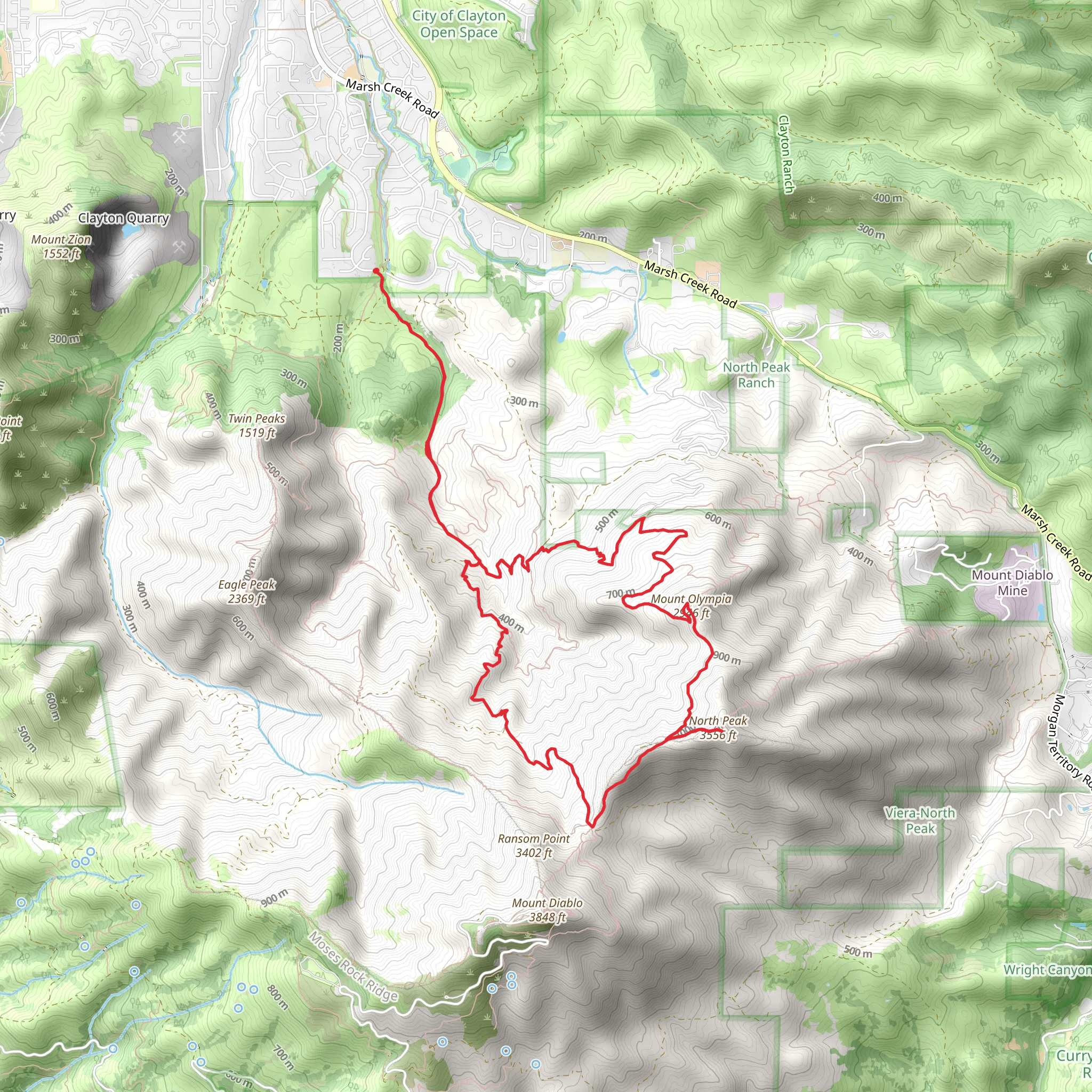 Mount Olympia and North Peak Loop via ADT and Middle Trail mobile static map