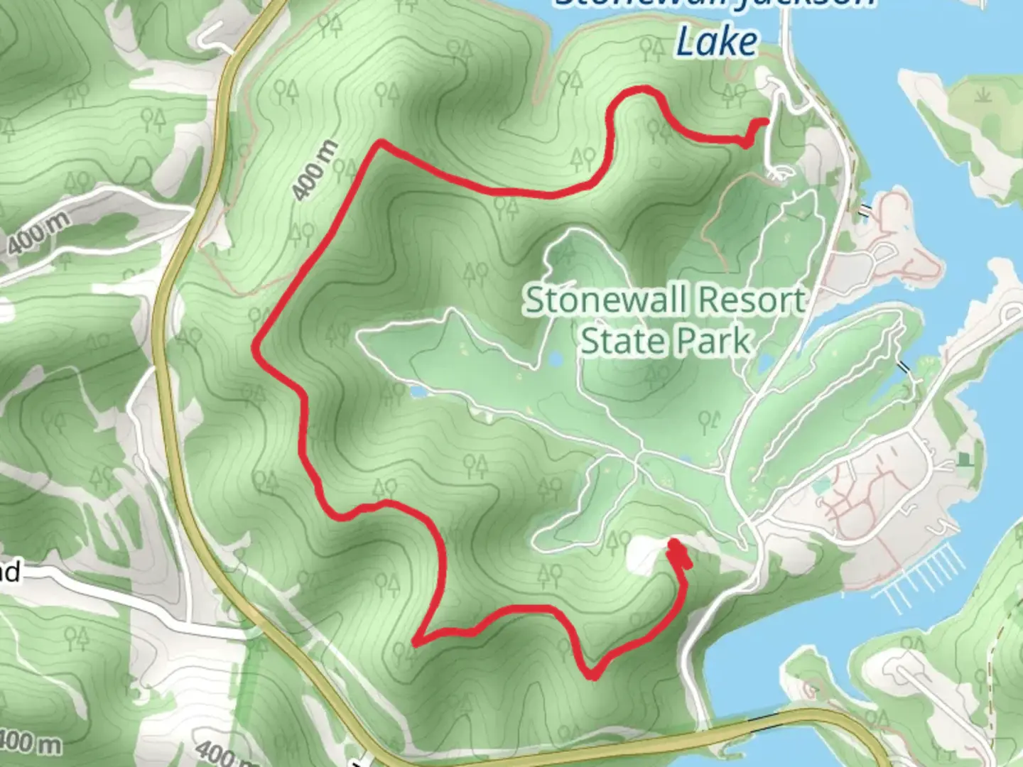 An image depicting the trail Hevener's Orchard Trail and its surrounding area.