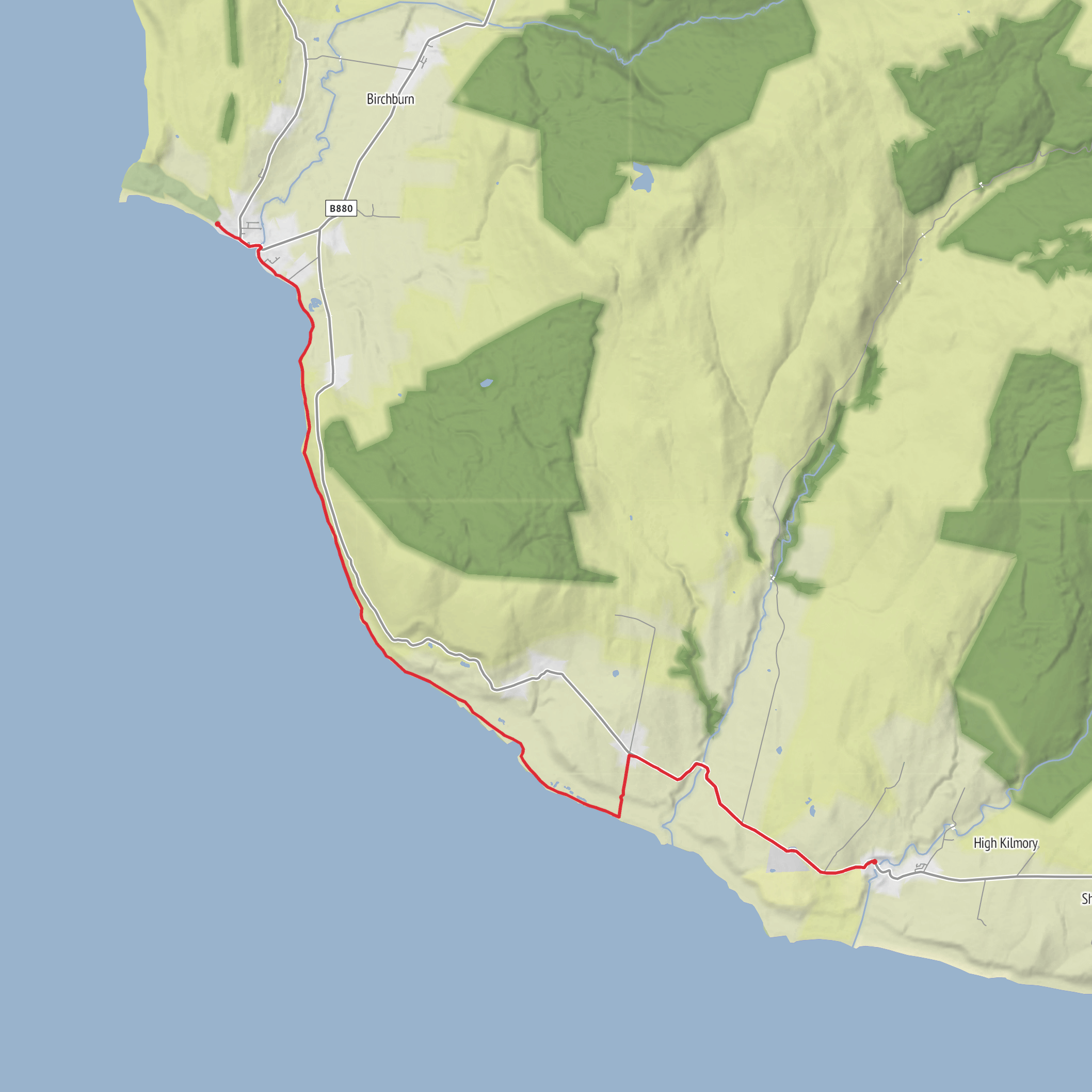 Blackwaterfoot to Lagg via Drumadoon Bay, Brown Head and Port na Feannaiche mobile static map