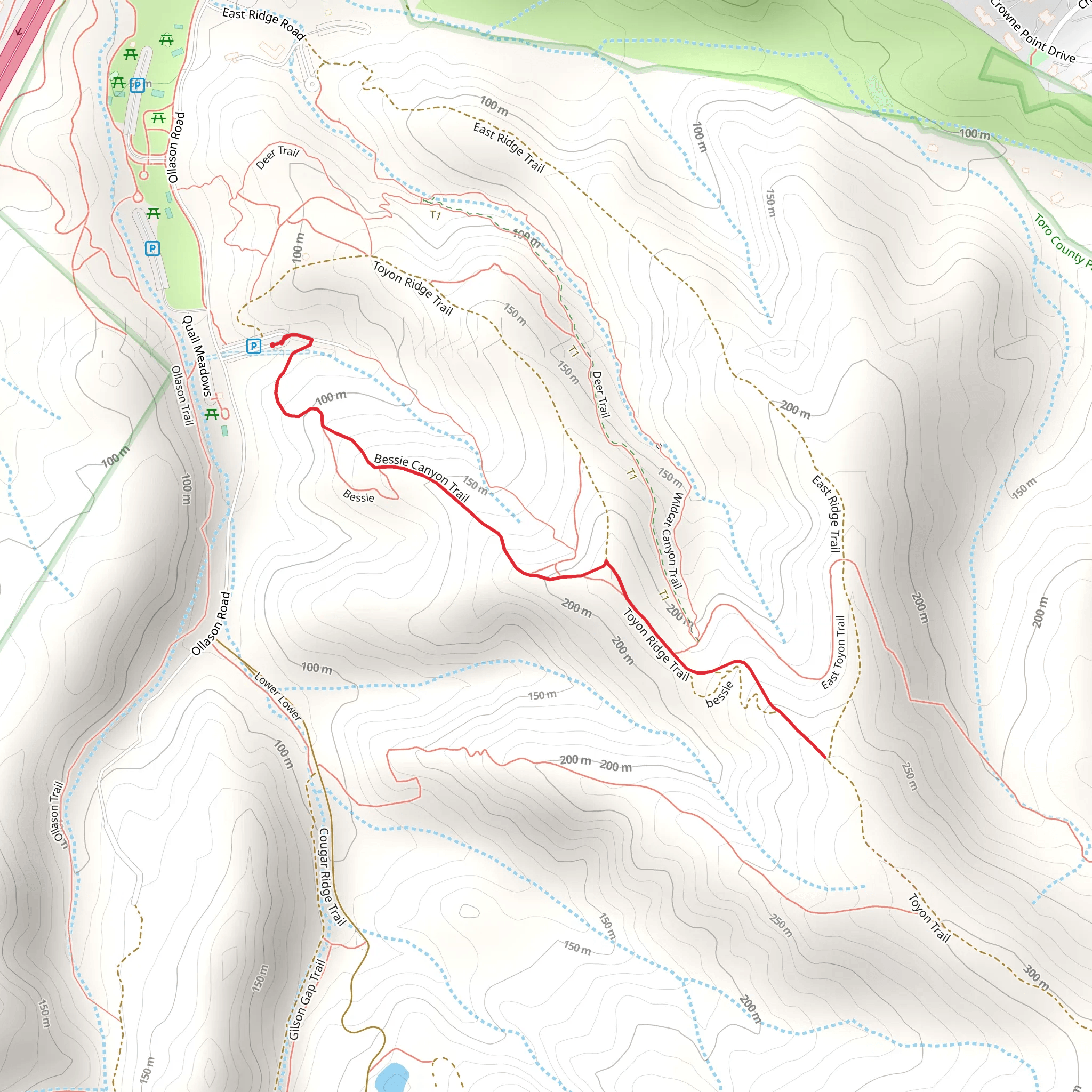 Bessie Canyon Trail mobile static map