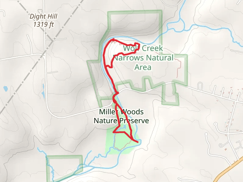 Miller Woods Nature Preserve Loop Trail via Wolf Creek