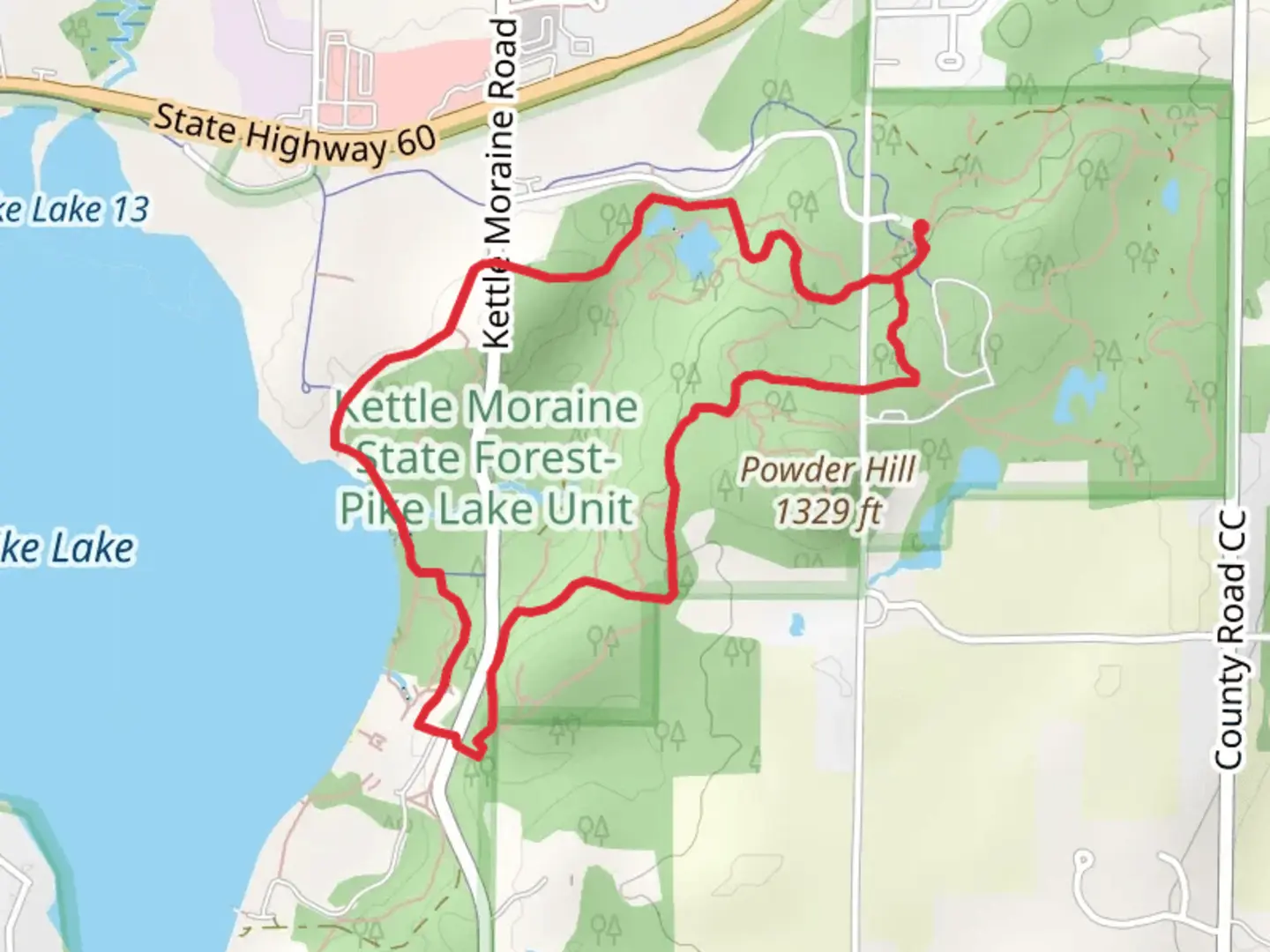 An image depicting the trail Blue, Green and Orange Loop Trail and its surrounding area.