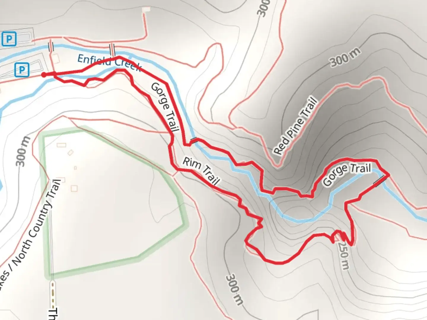 An image depicting the trail Lucifer Falls Loop Trail and its surrounding area.