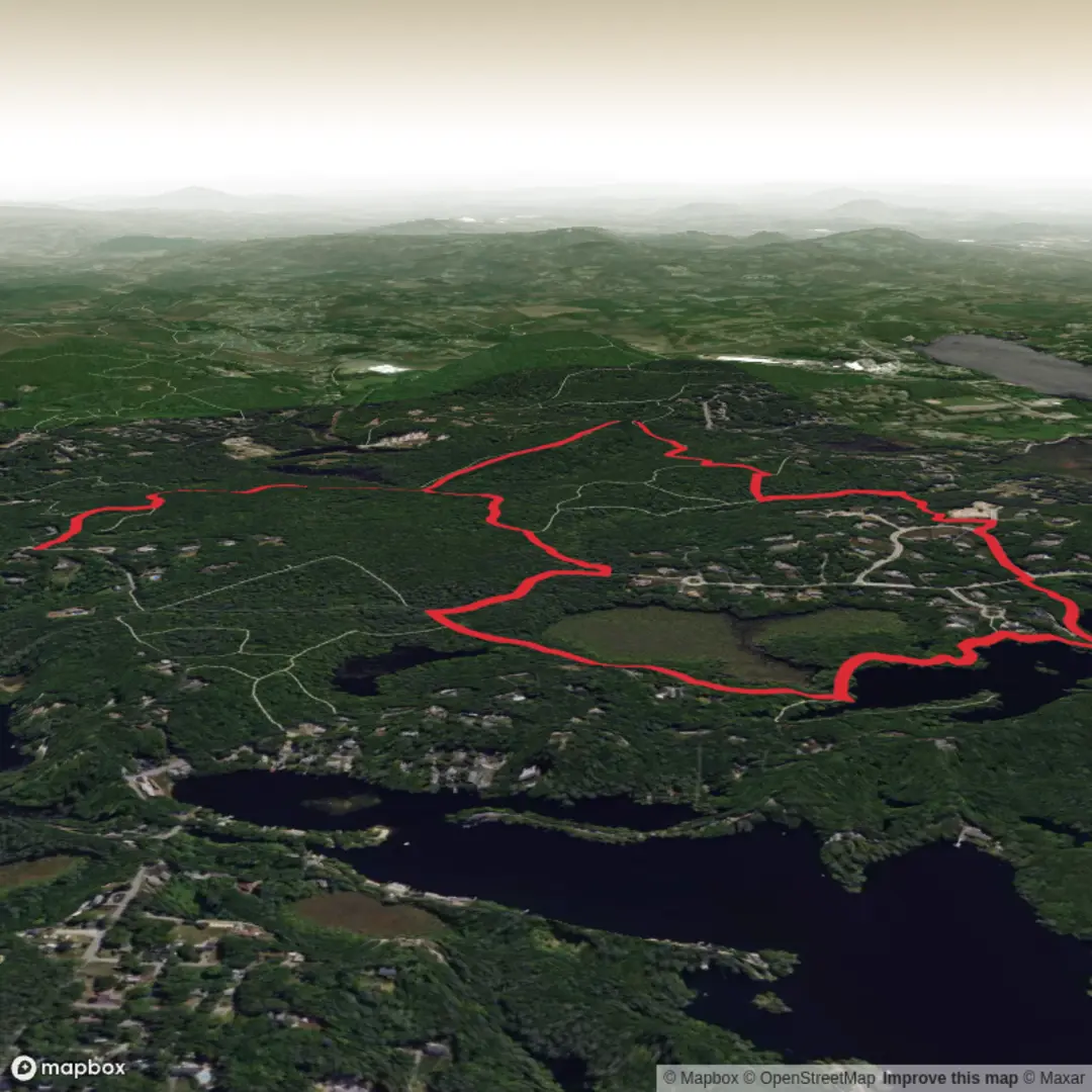 An image depicting the trail Duck Pond and Clay Pit Hill Loop from Lost Lake Road and its surrounding area.