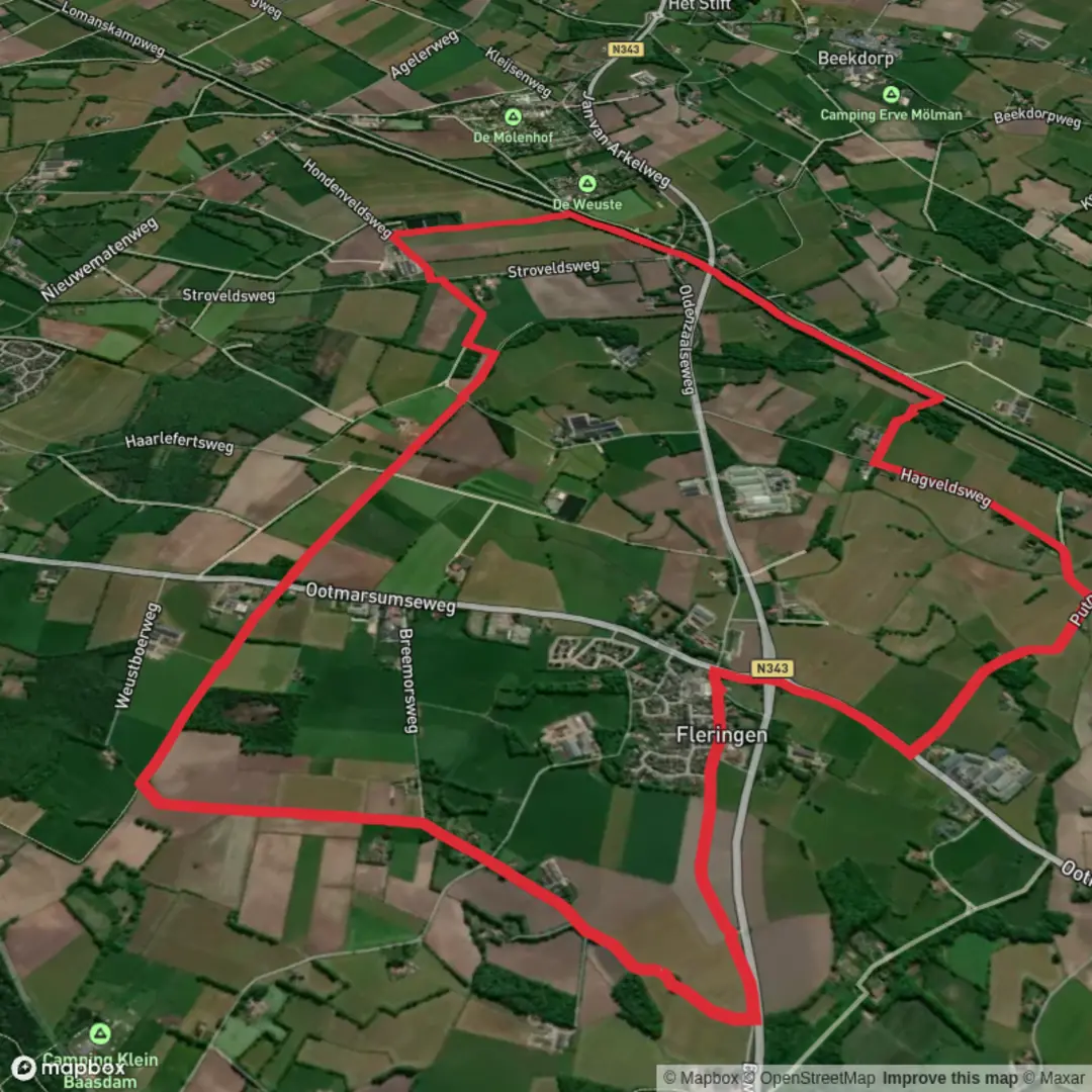 An image depicting the trail Essen Route and Reutum Rode Route and its surrounding area.