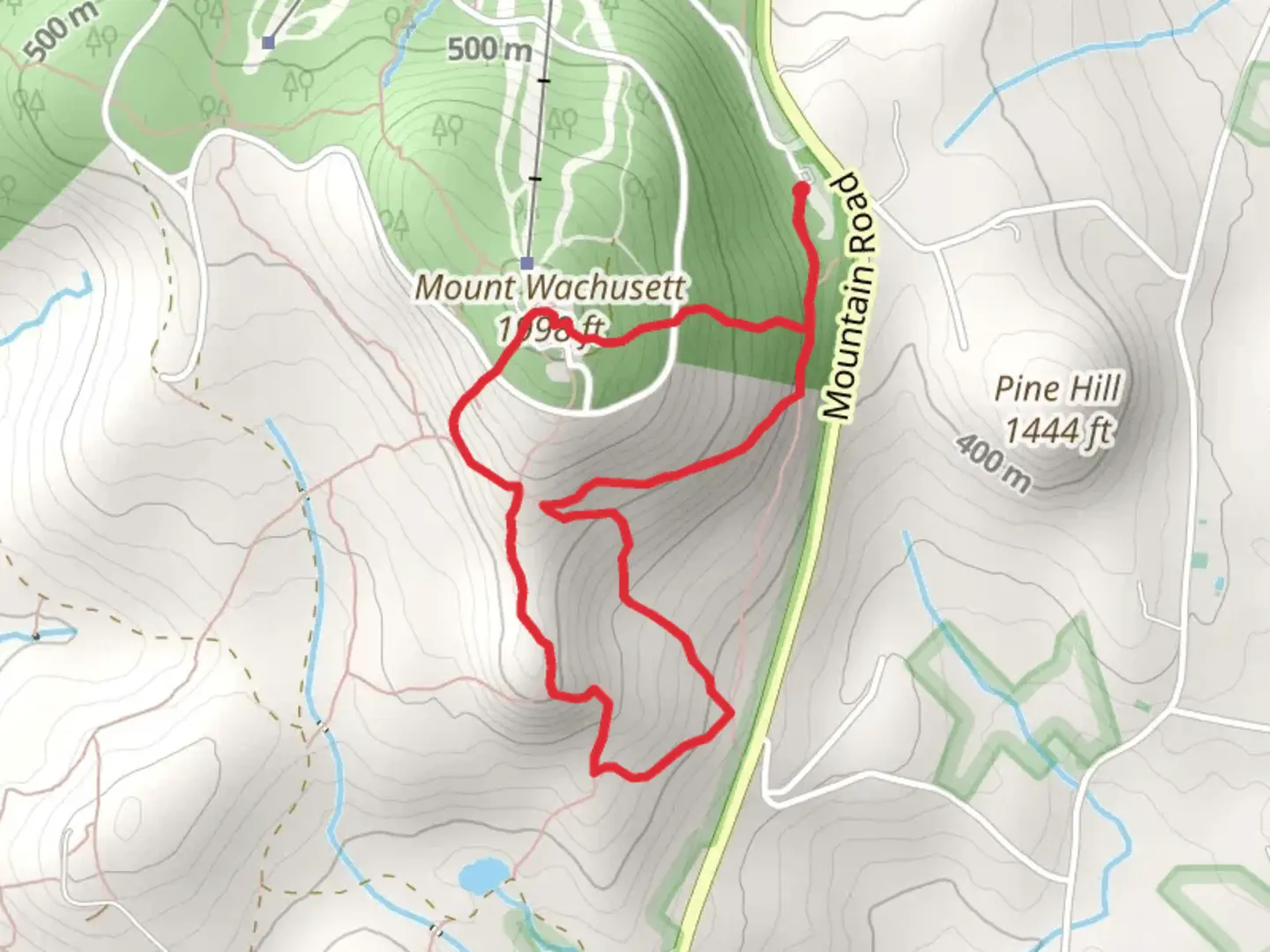 An image depicting the trail Mount Wachusett Loop and its surrounding area.