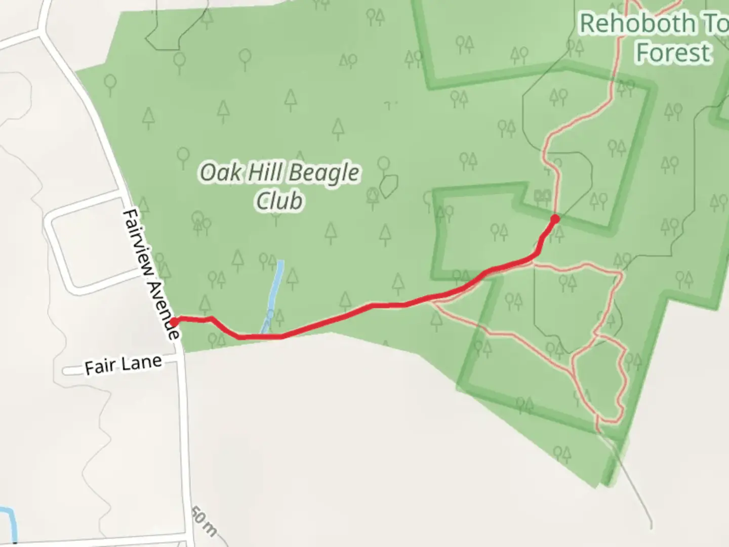 An image depicting the trail Oak Hill Beagle Club Trail and its surrounding area.