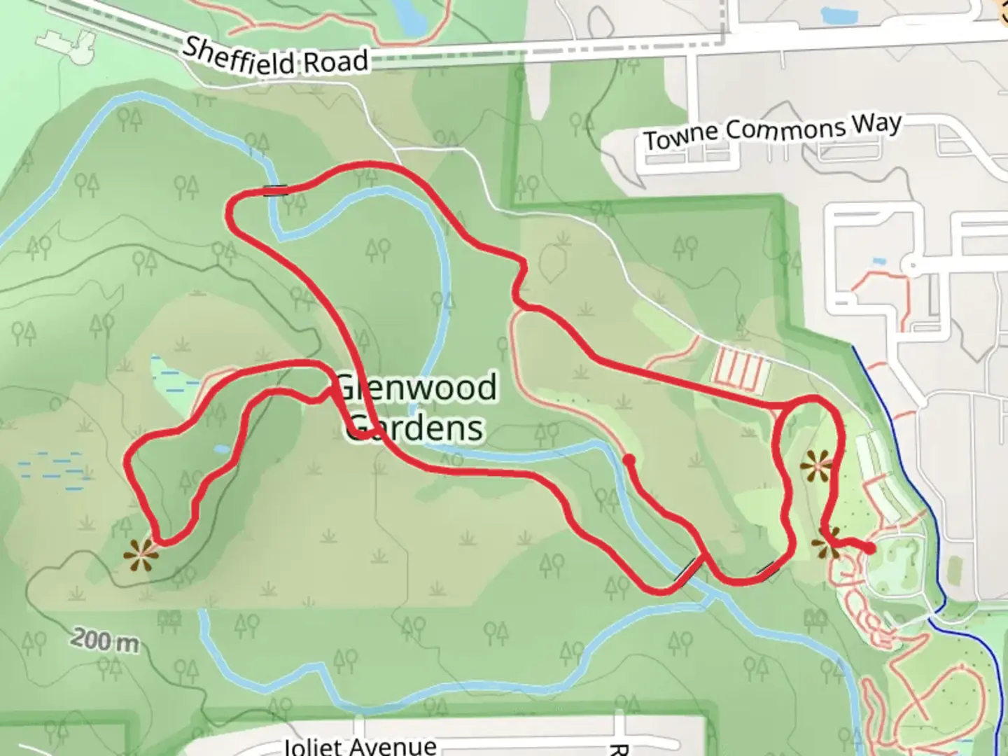 An image depicting the trail Garden and Wetland Loop Trail and its surrounding area.