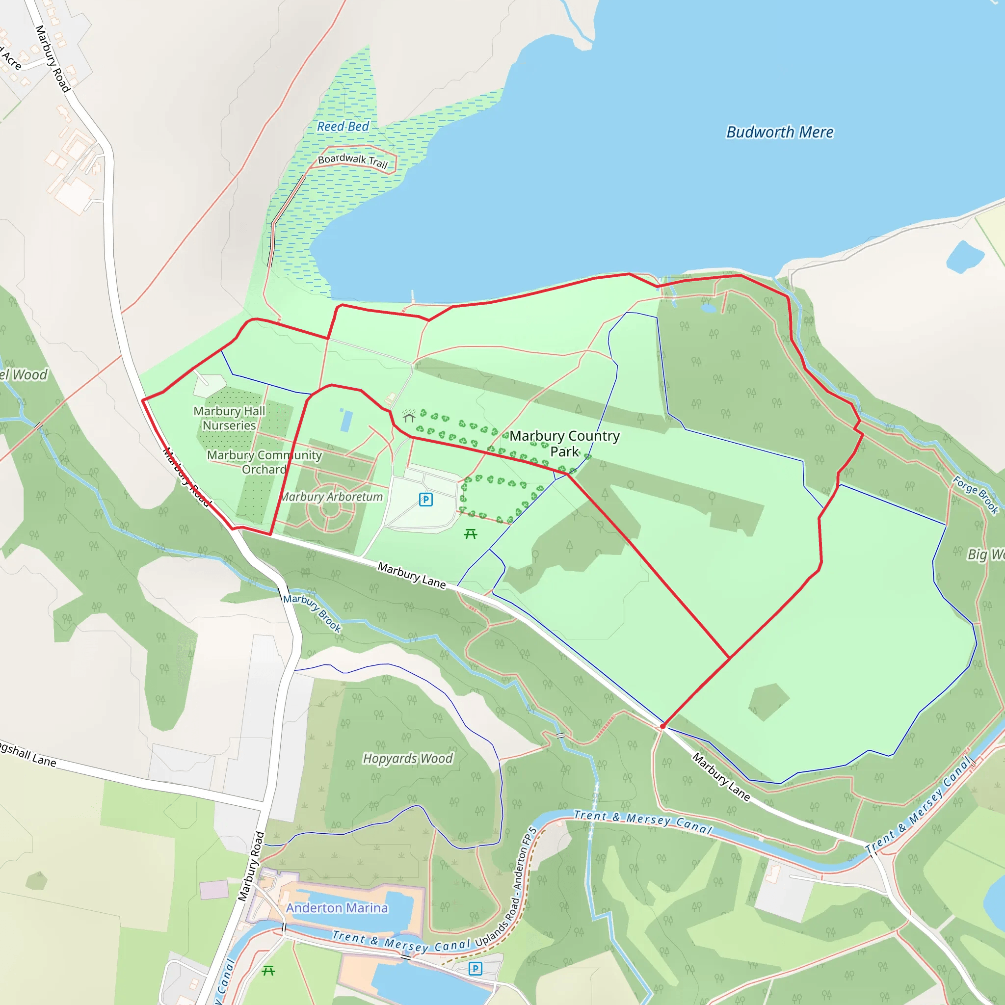 Marbury Country Park Loop mobile static map