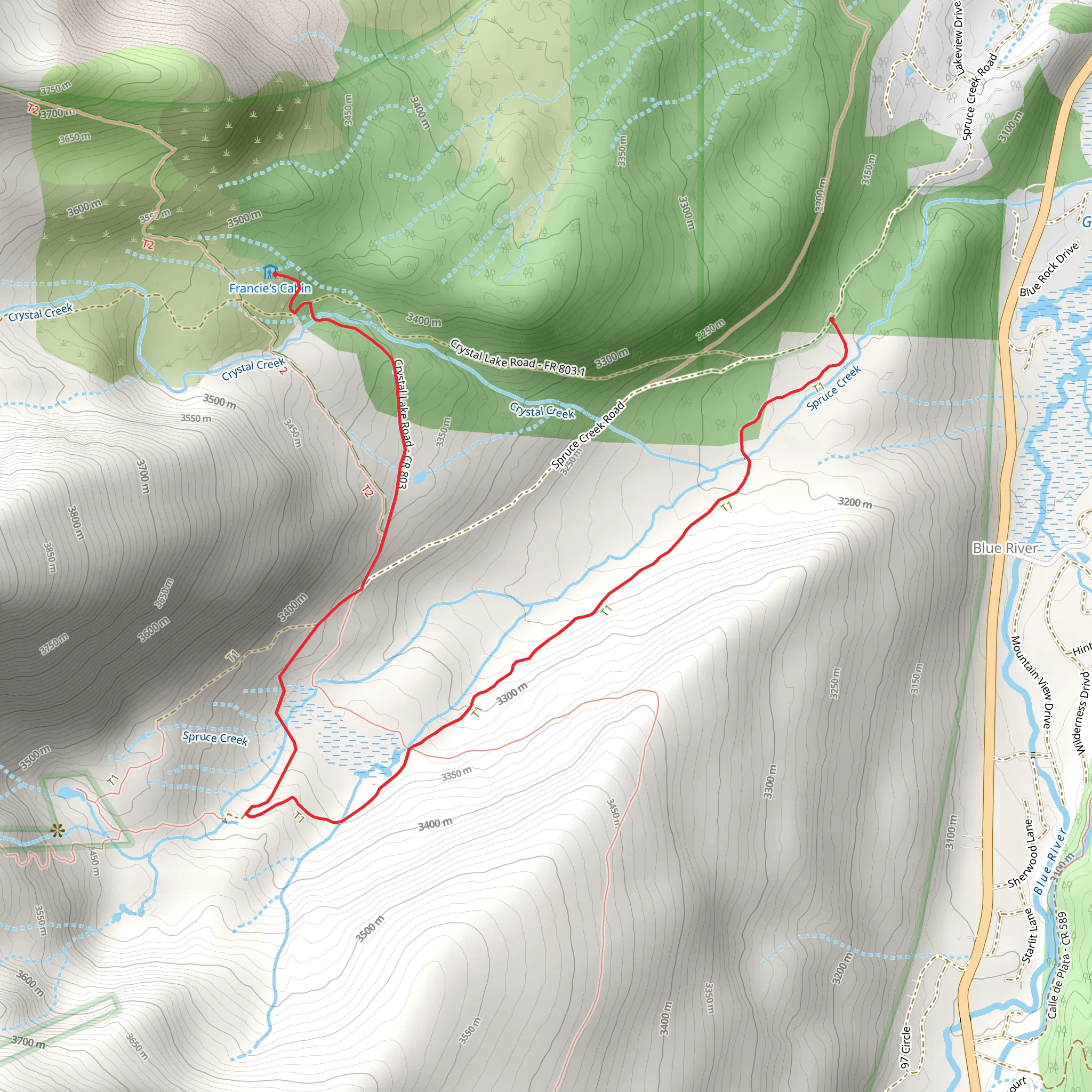 Spruce Creek and Crystal Creek mobile static map