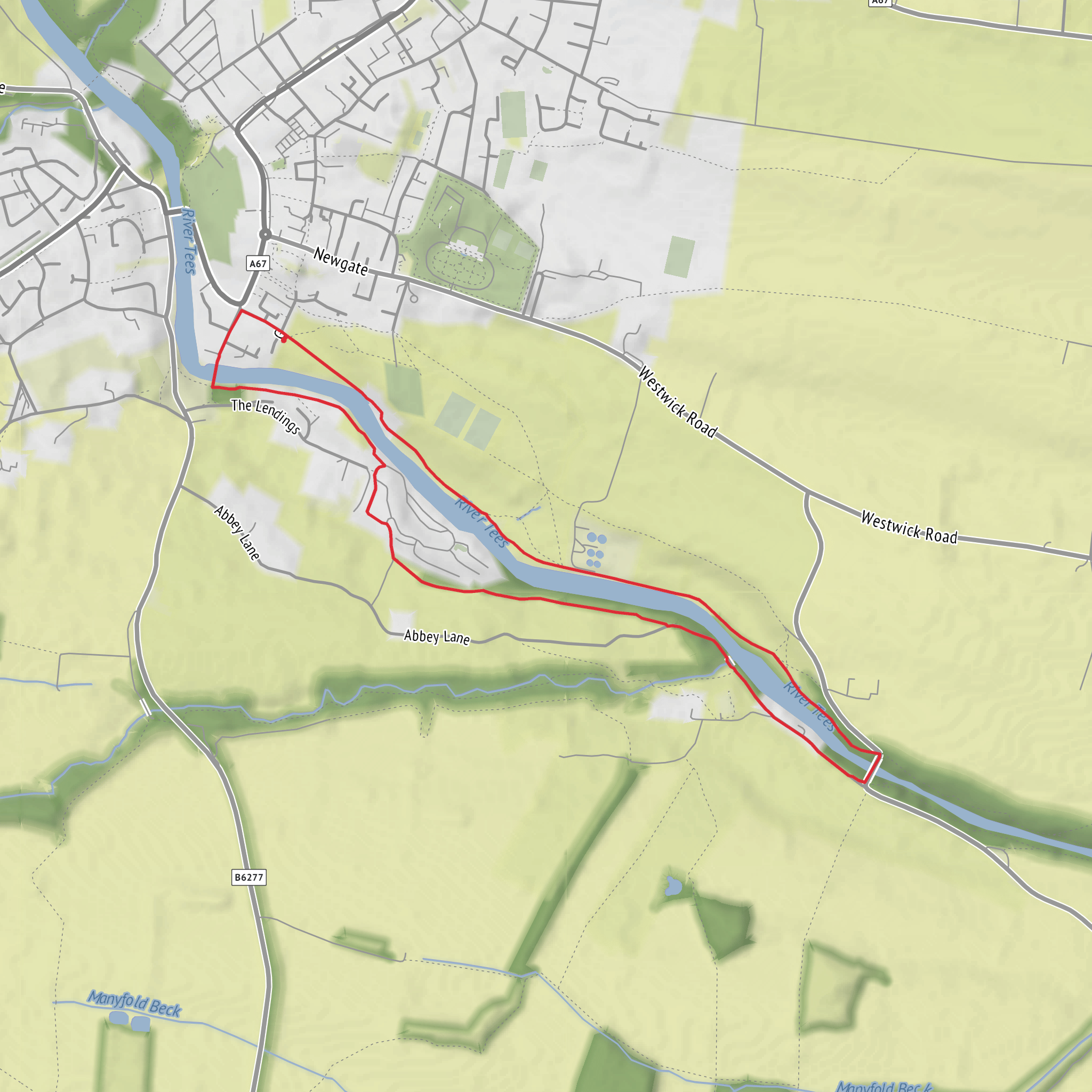 Barnard Castle to Egglestone Abbey Circular Walk mobile static map