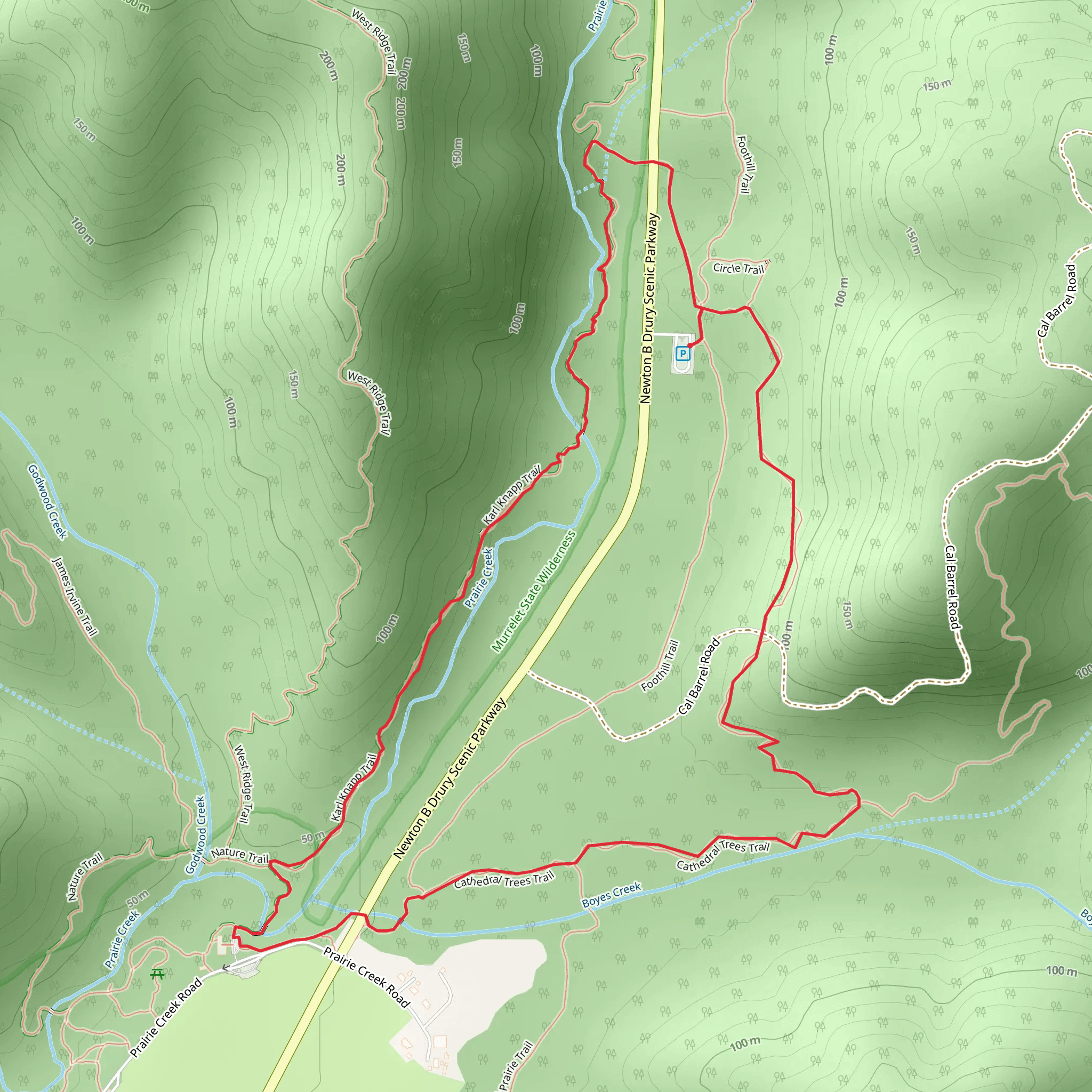 Karl Knapp and Cathedral Tree Loop Trail mobile static map