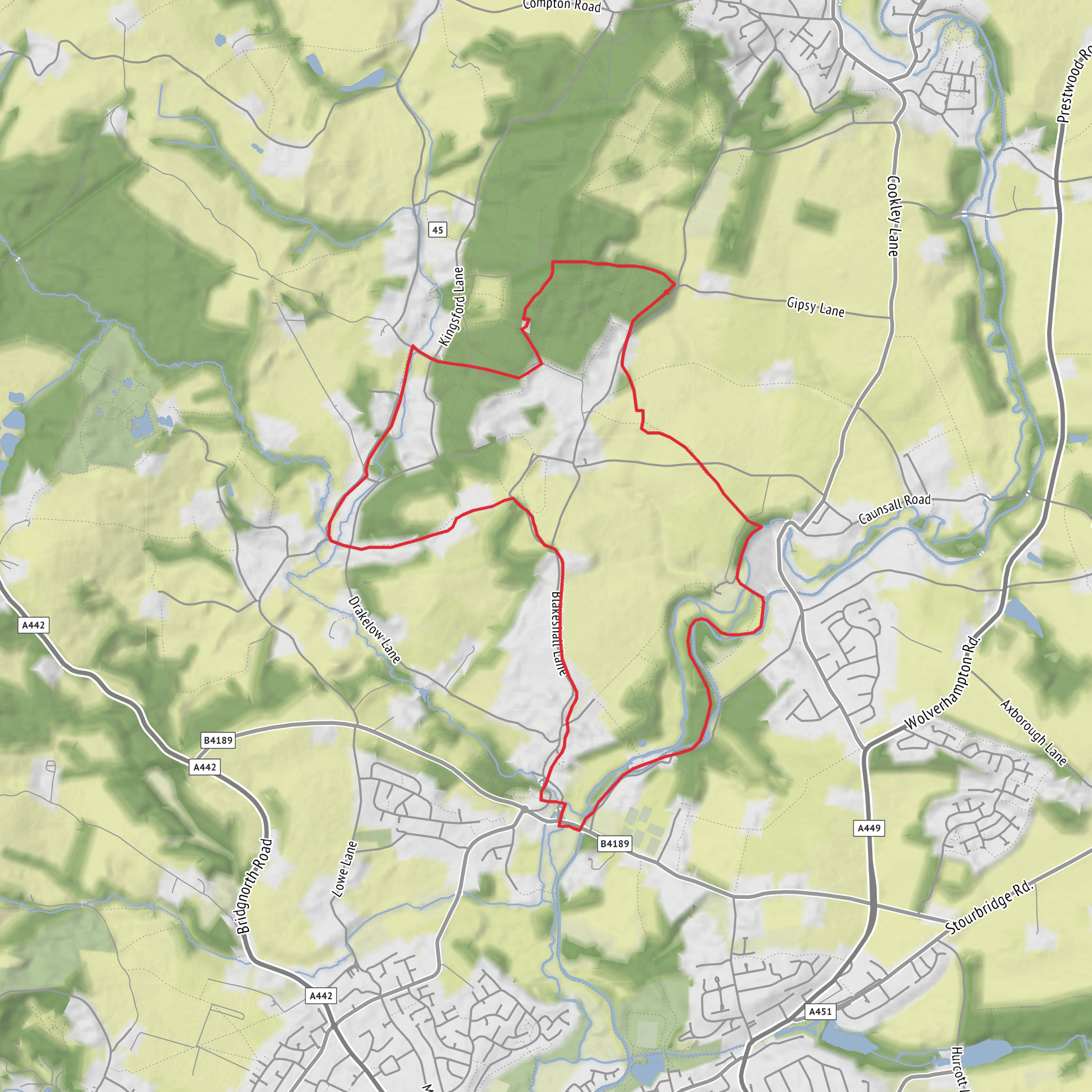 Kingsford Forest Park and Debdale Bridge Loop mobile static map