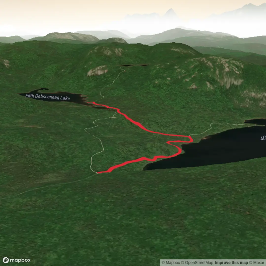 An image depicting the trail Debsconeag Falls and its surrounding area.