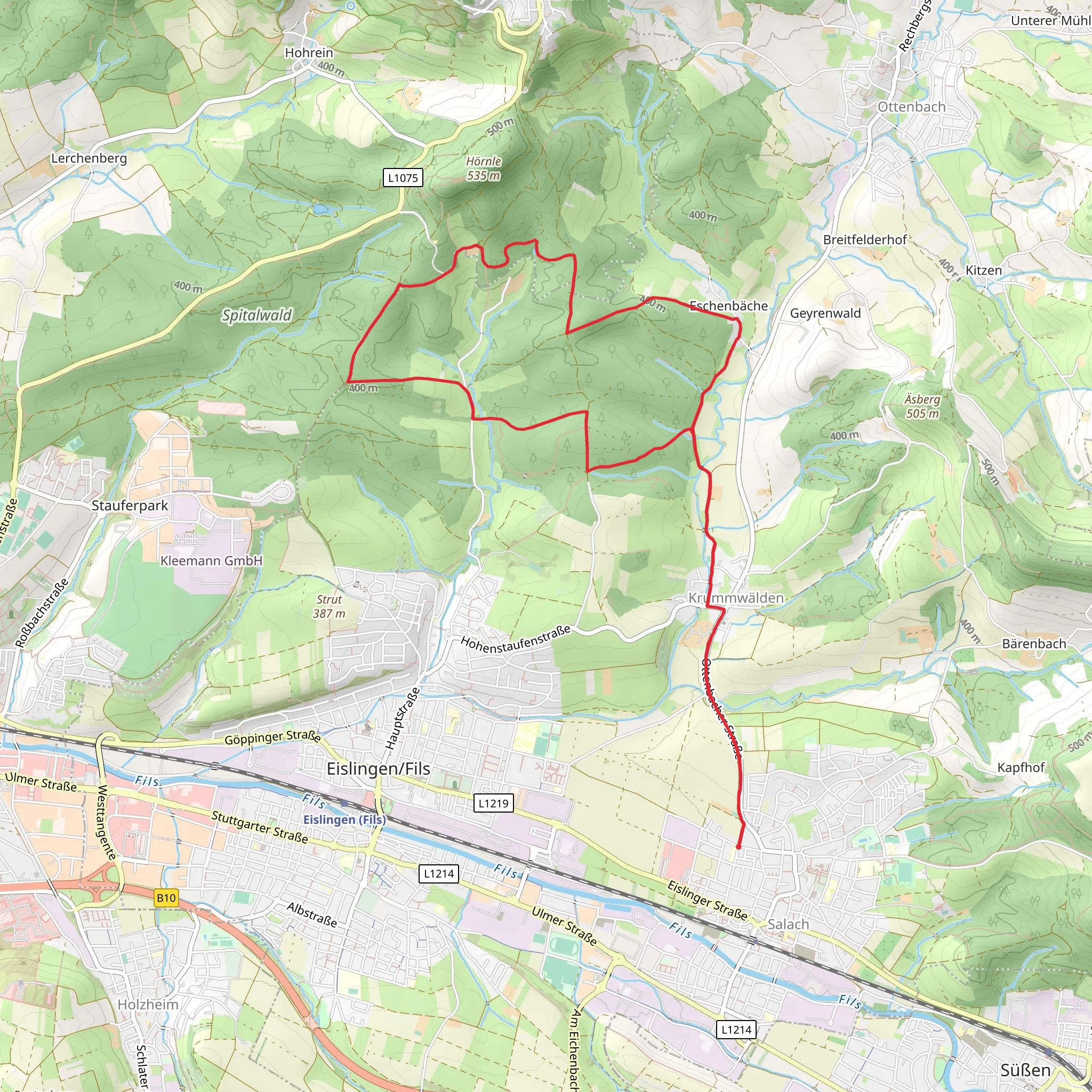 Eislingen and Schwaebische-Alb-Oberschwaben Weg mobile static map