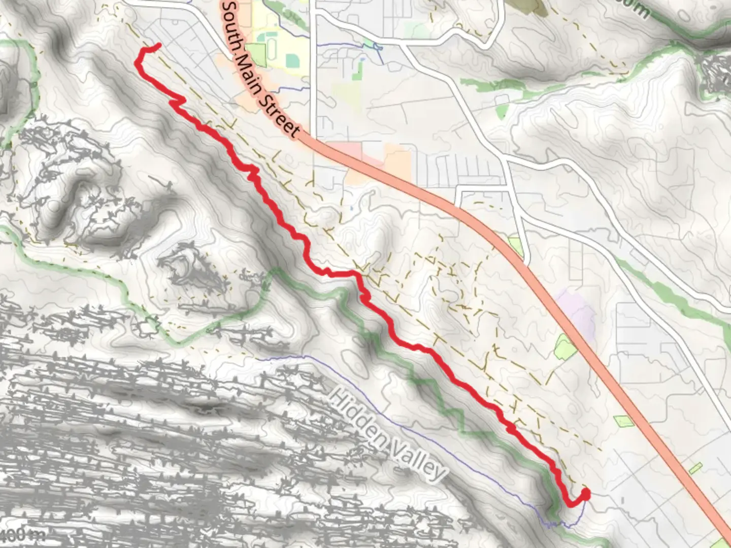 An image depicting the trail Pipe Dream Out and Back and its surrounding area.