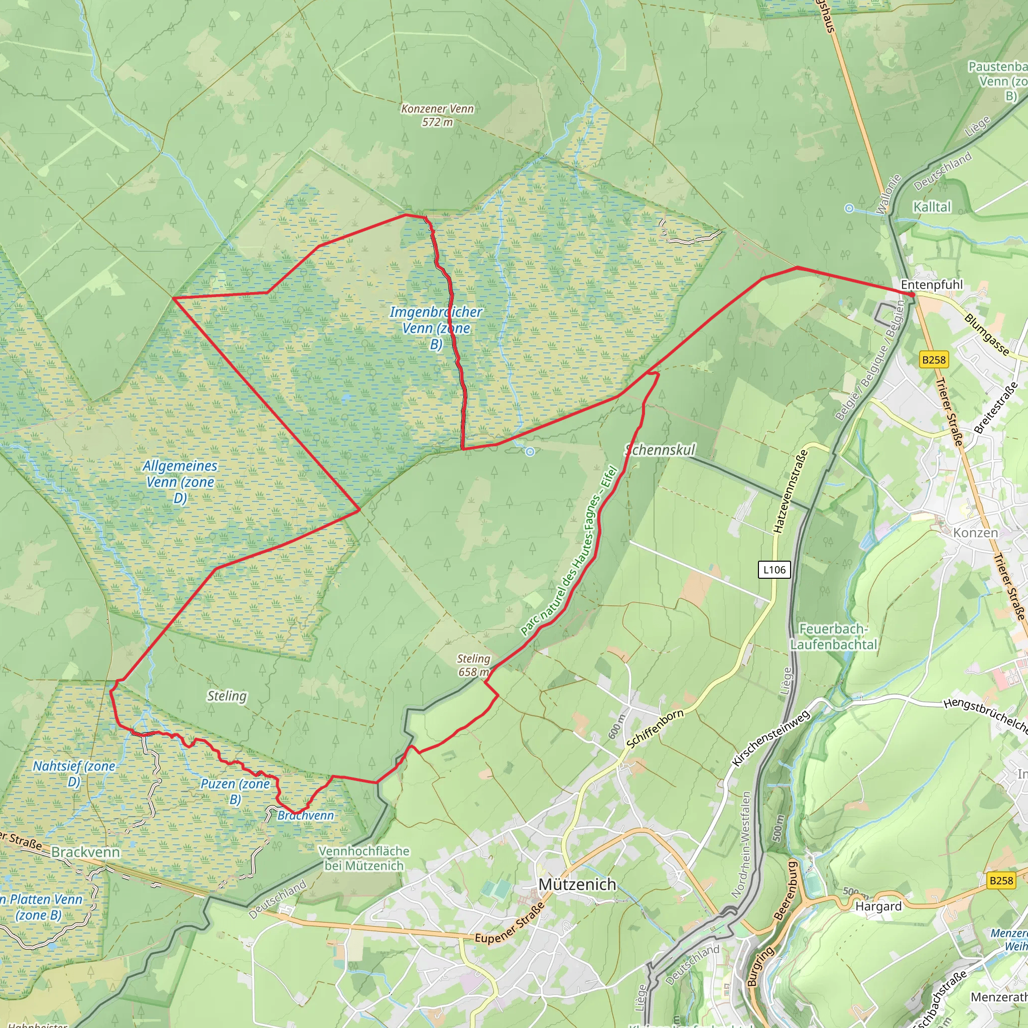 Steling and Hohes Venn Loop mobile static map