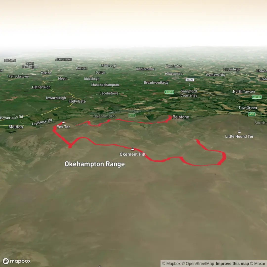 An image depicting the trail Hike from Camp Day via Yes Tor and Rowtor and its surrounding area.