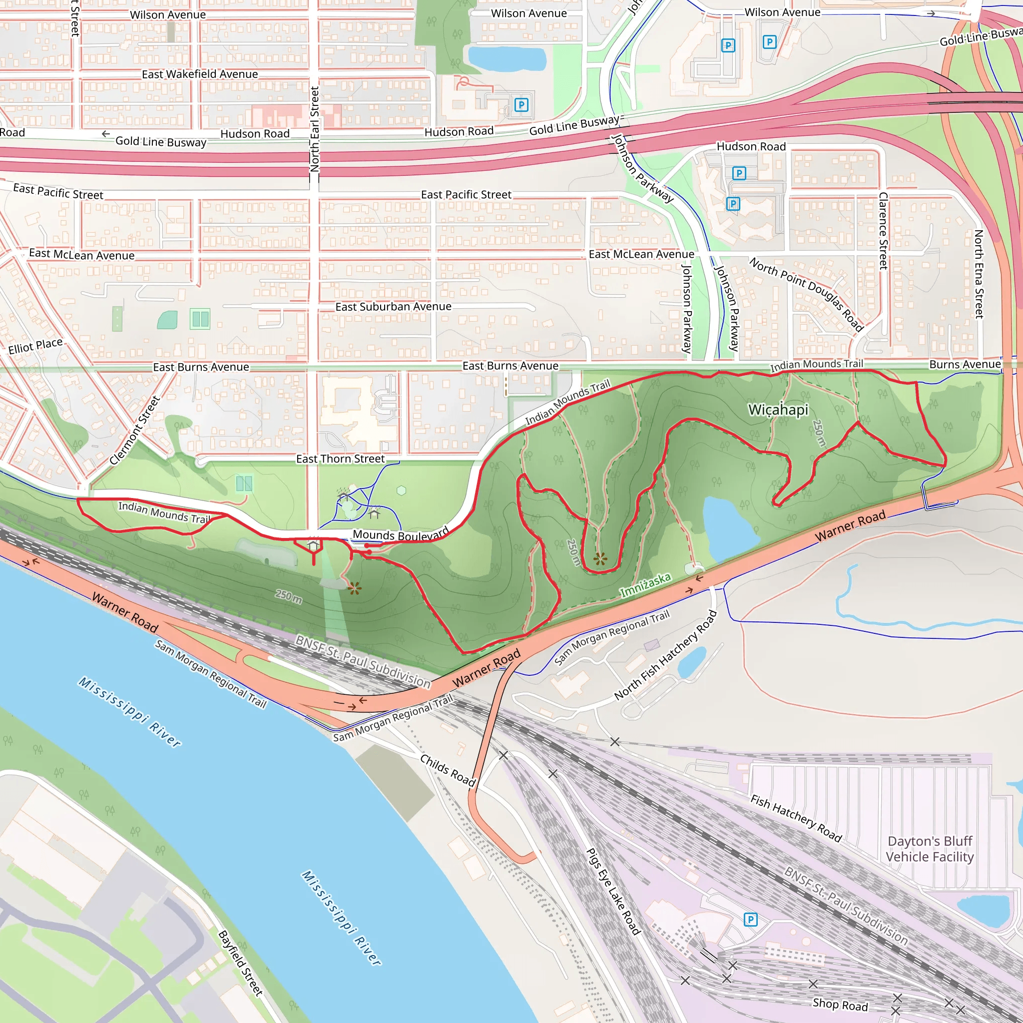 Indian Mounds Regional Park Loop mobile static map