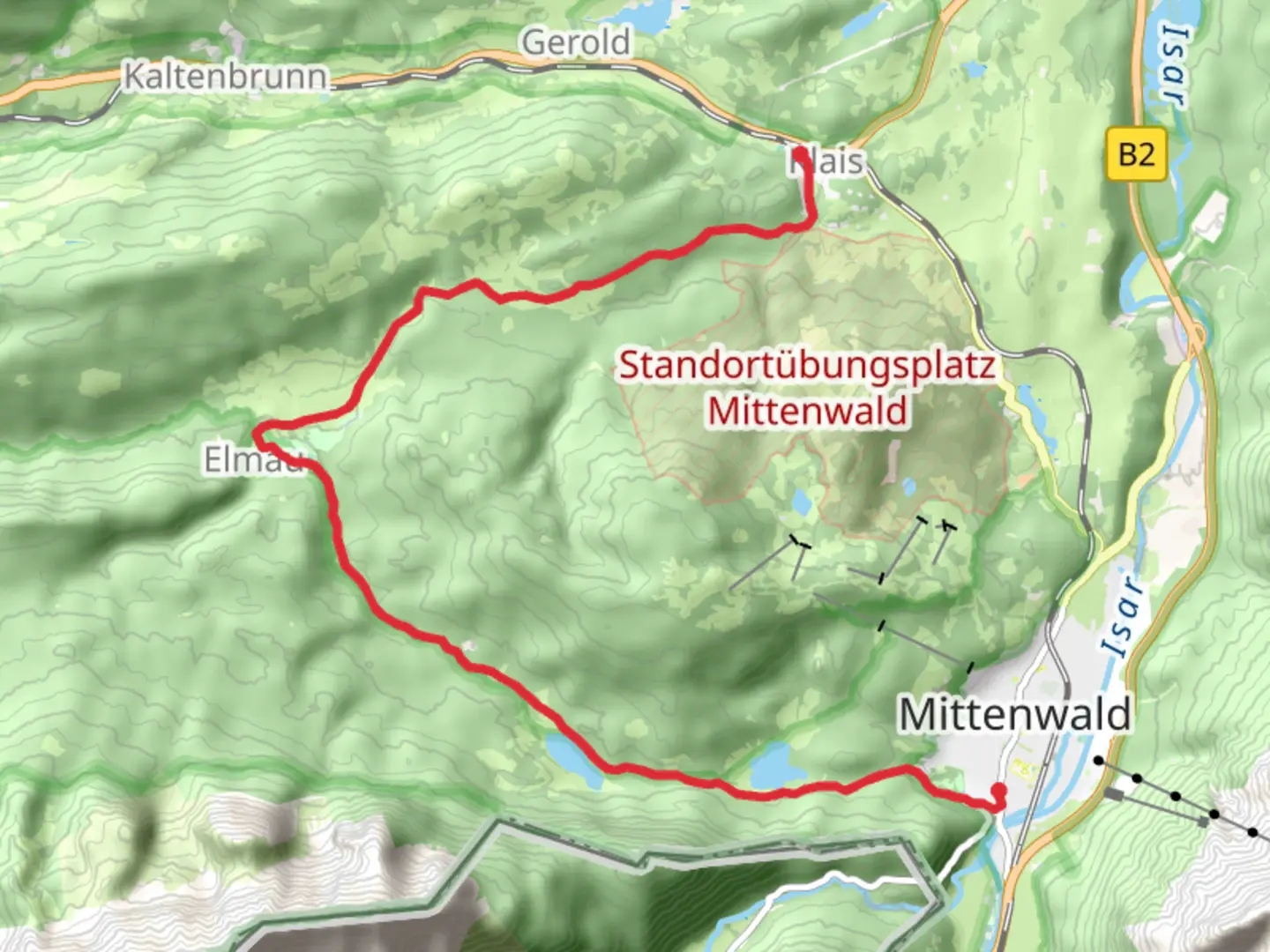 An image depicting the trail Lautersee via AV Weg and its surrounding area.