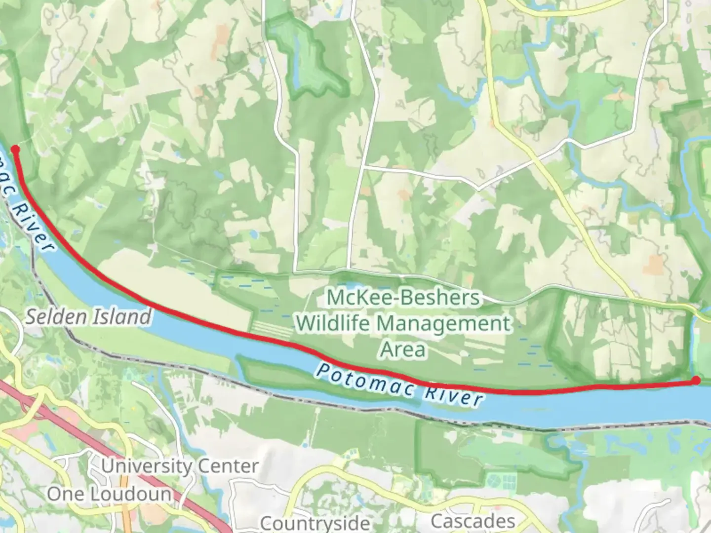 An image depicting the trail Chesapeake and Ohio Canal Trail from Rushville and its surrounding area.